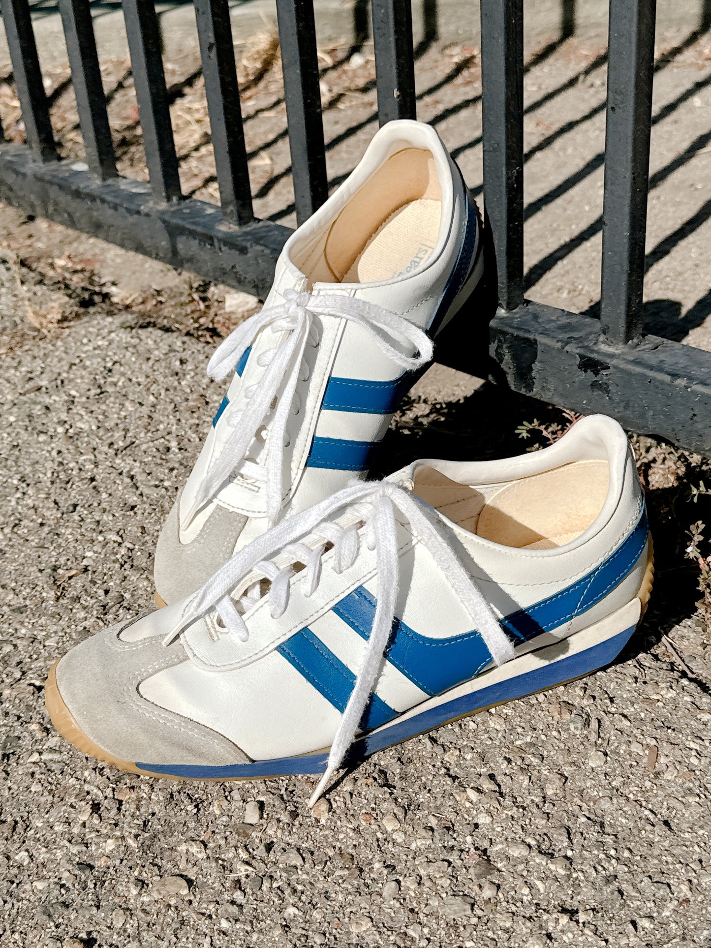1970s Leather Navy & White Sneakers by Sears Size 8