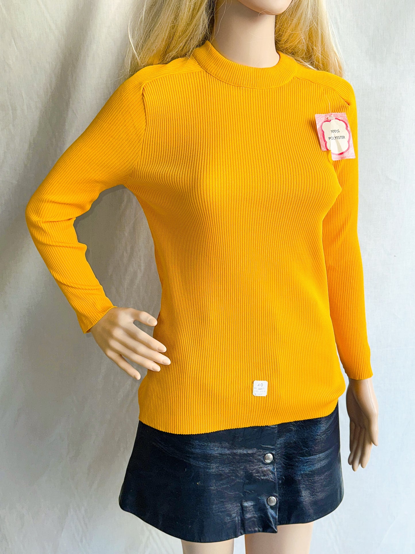 1970s Deadstock Mustard Rib Knit Top