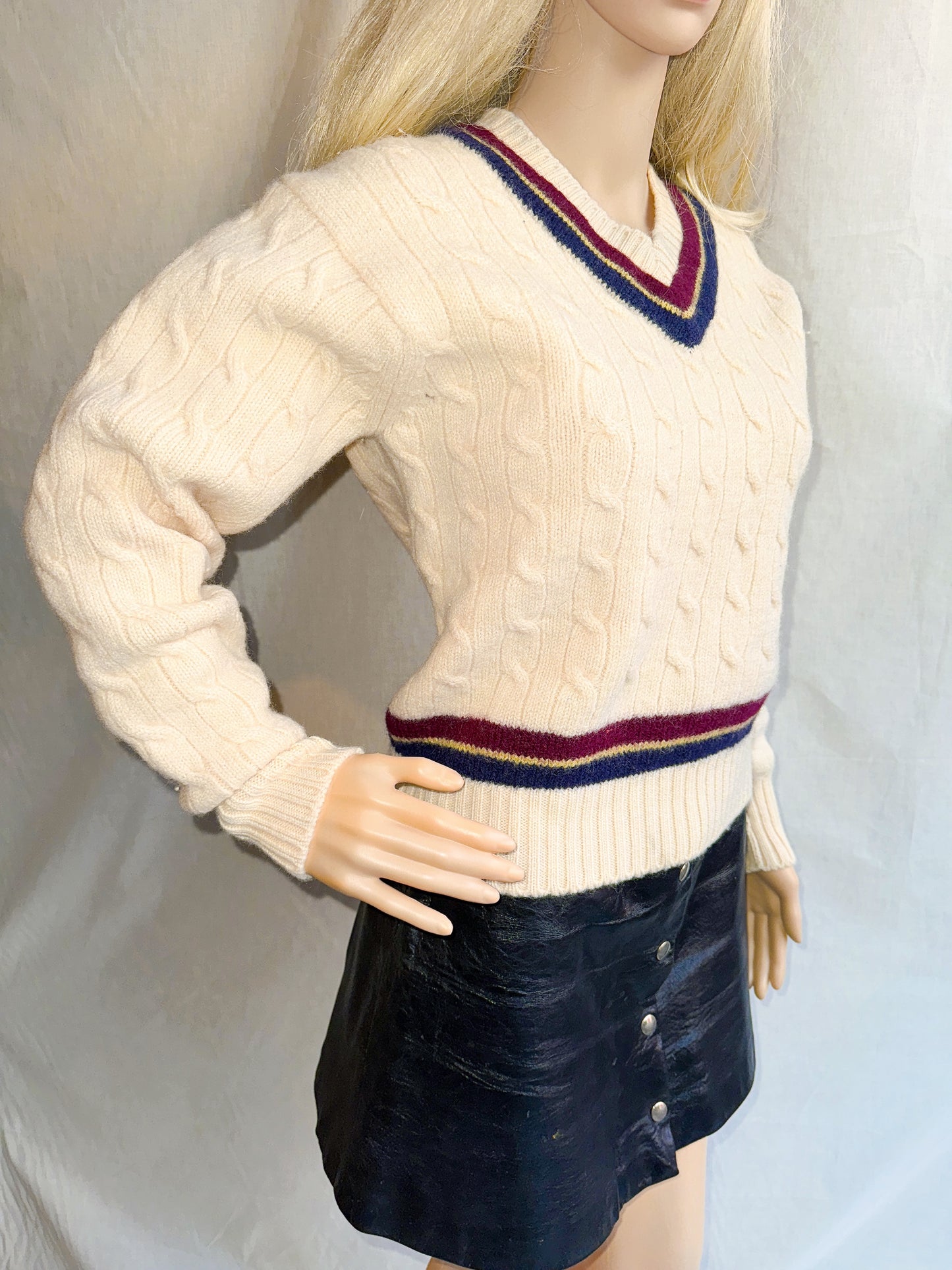 1980s Cable Knit V-Neck Sweater by Nordstrom