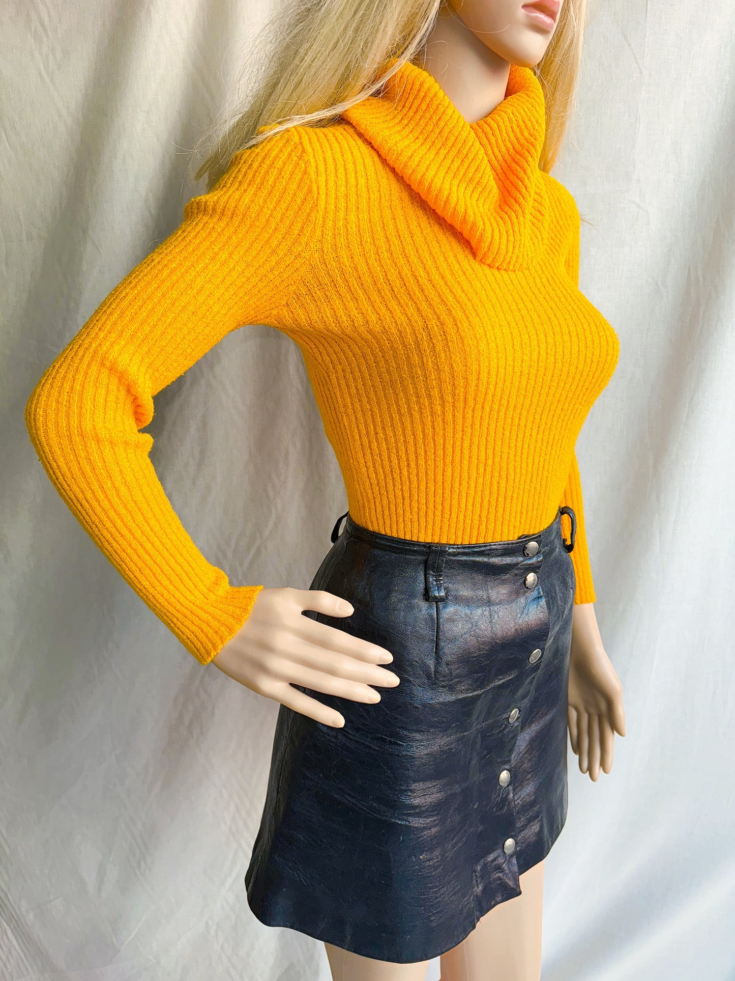 1970s Mustard Yellow Rib Knit Turtleneck