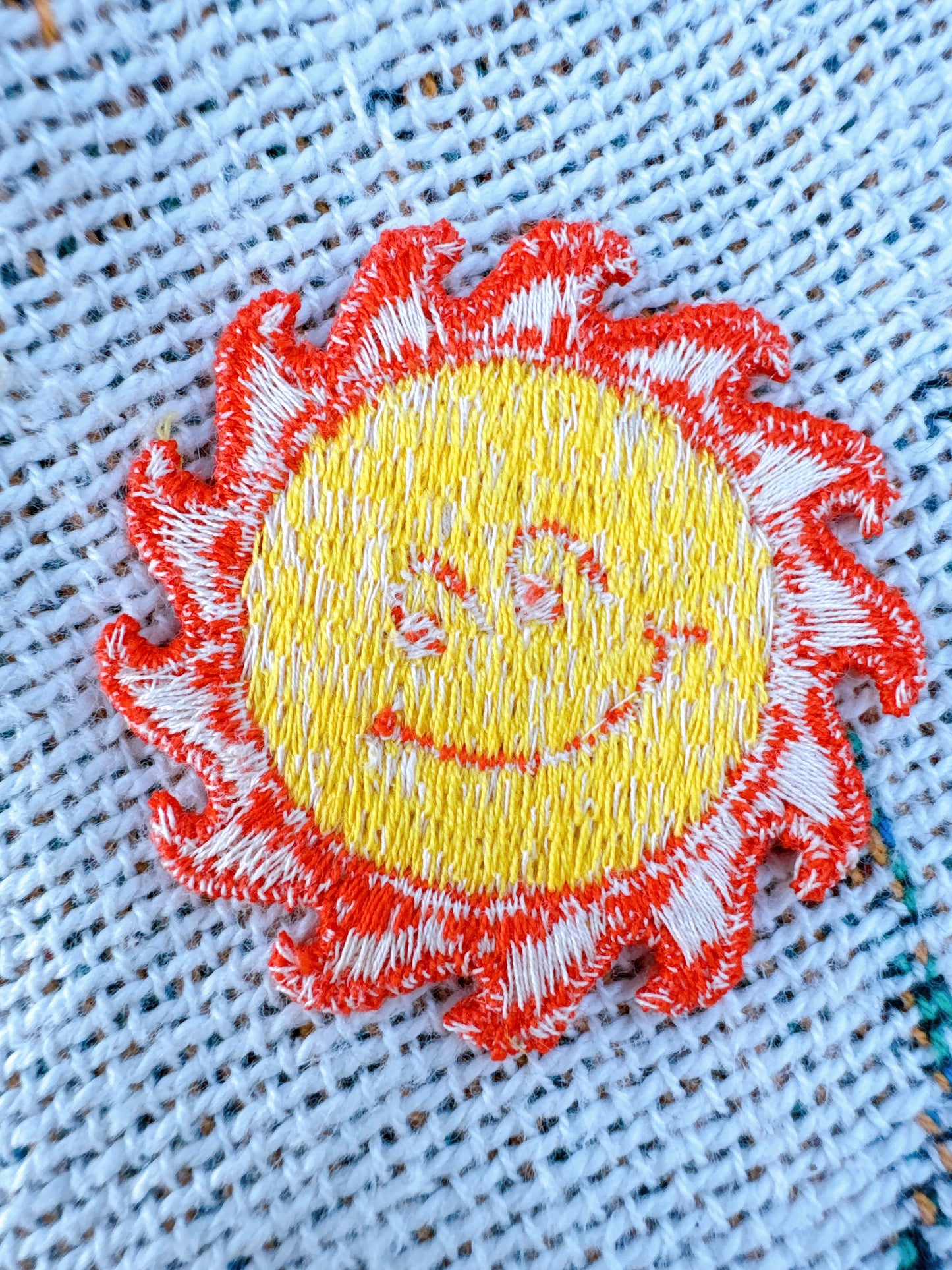 Smiling Sun Embroidered Patch