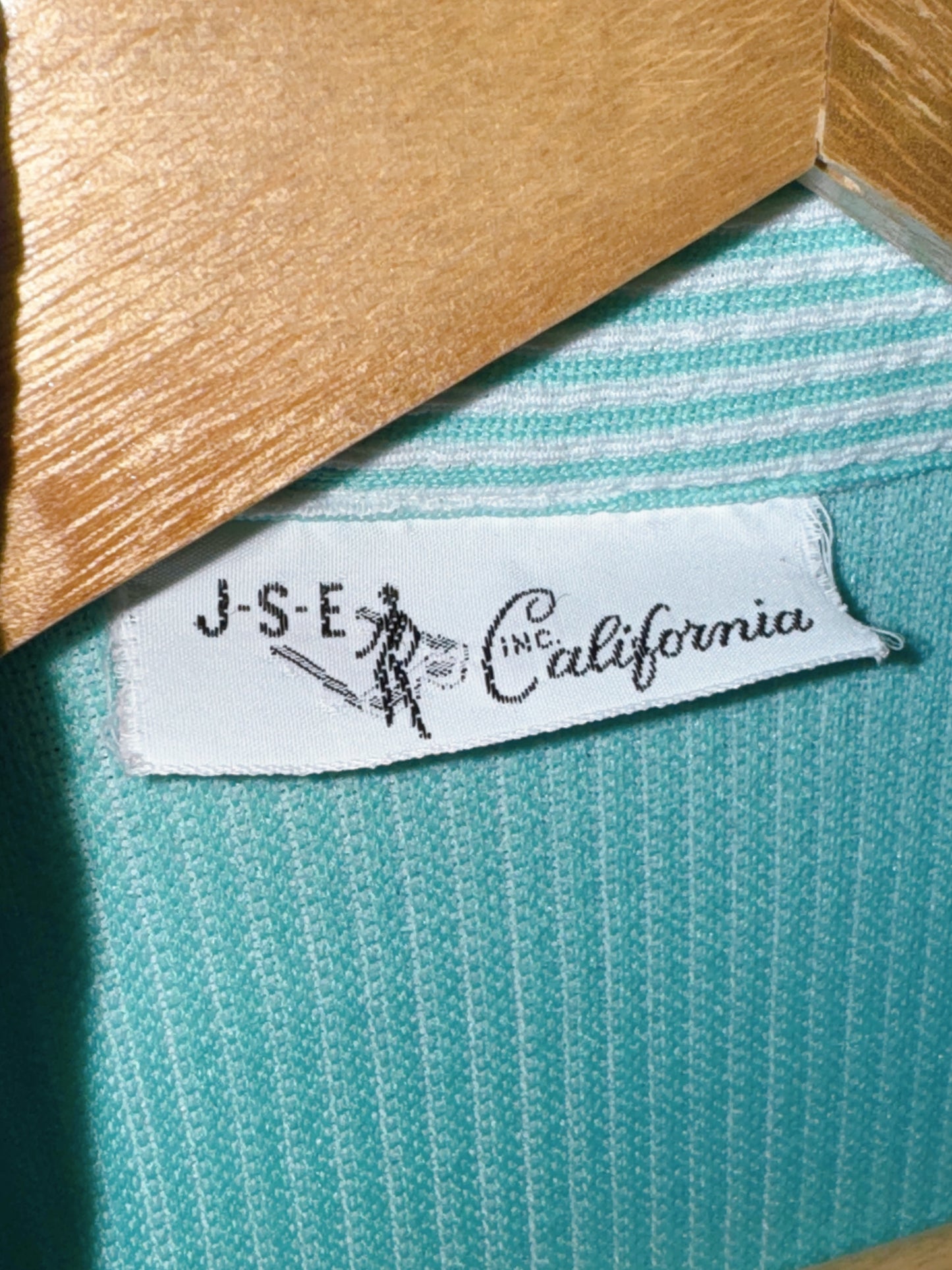 1970s Mint & White Pinstripe Top & Flared Pants Two Piece Set