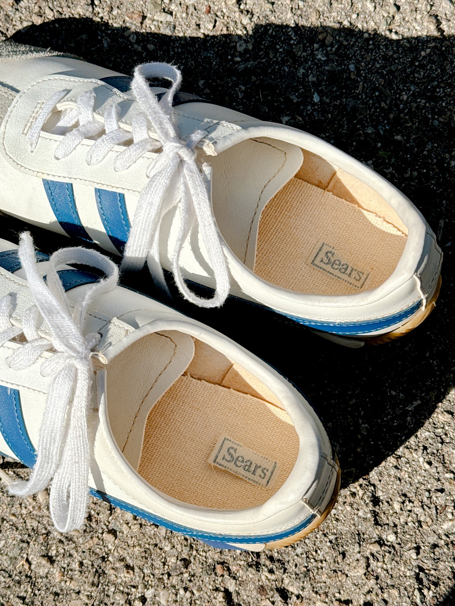 1970s Leather Navy & White Sneakers by Sears Size 8