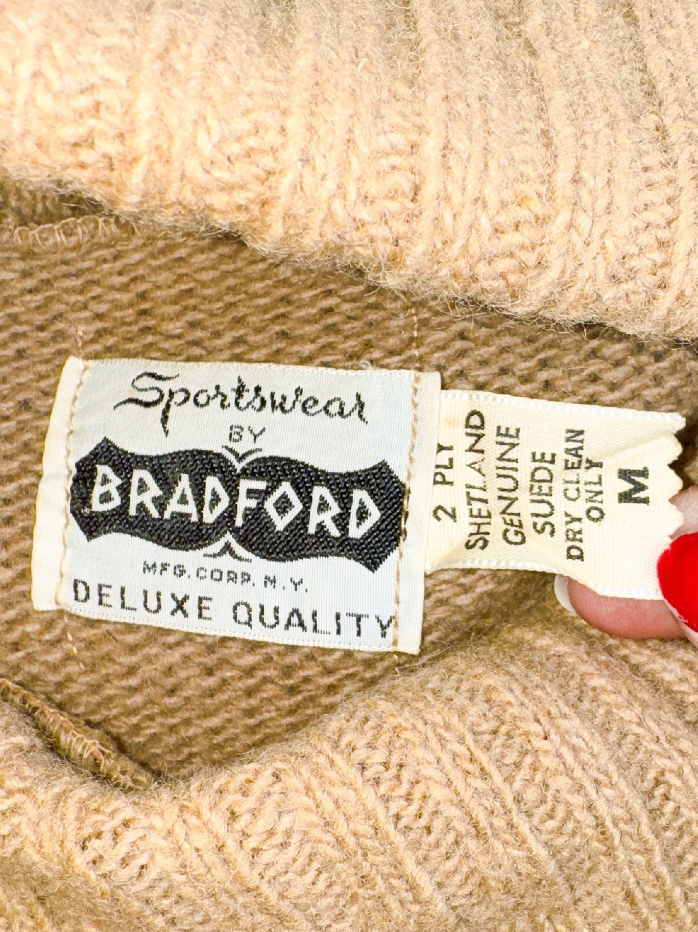1970s Tan & Brown Knit & Suede Sweater