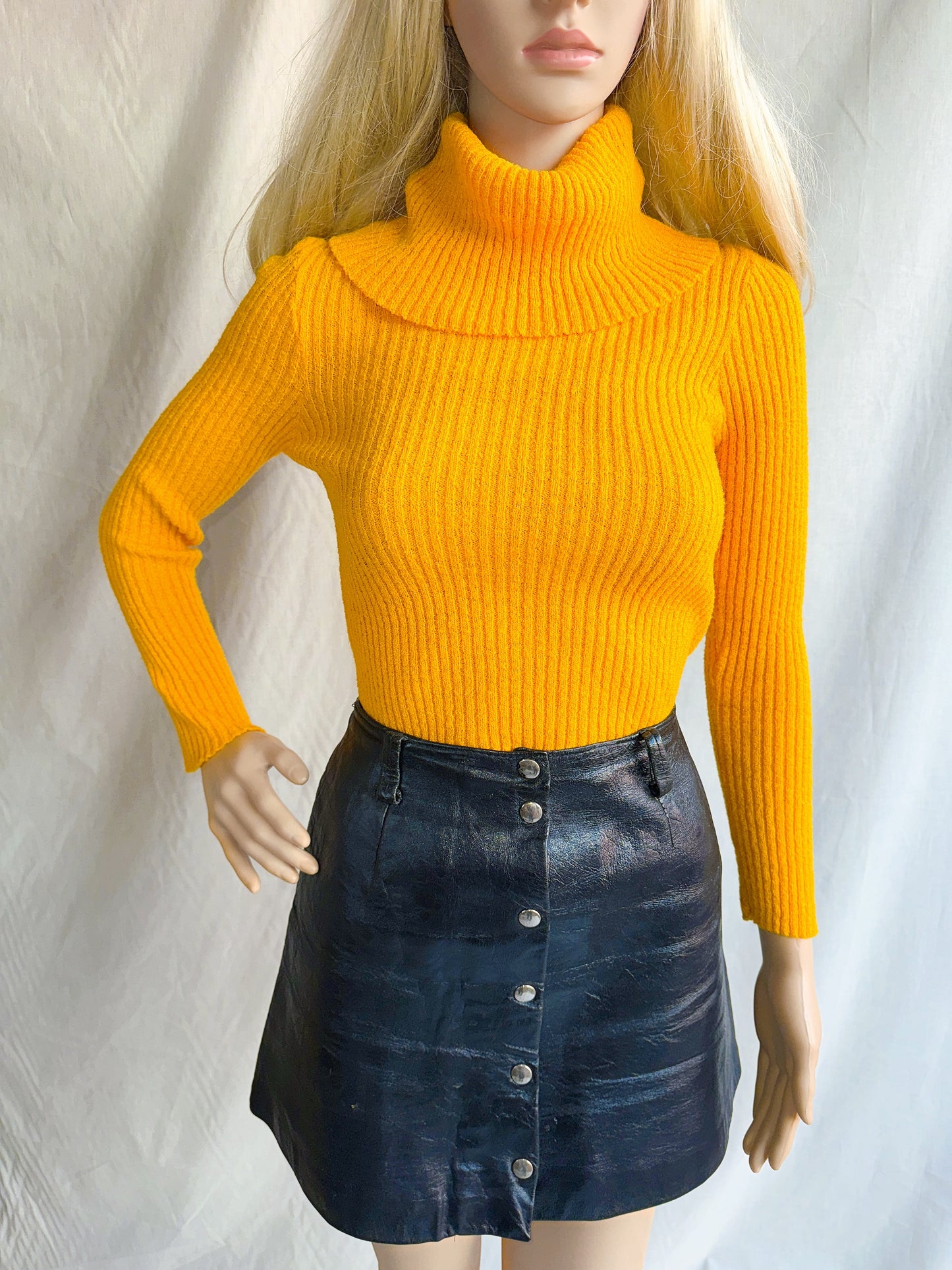 1970s Mustard Yellow Rib Knit Turtleneck