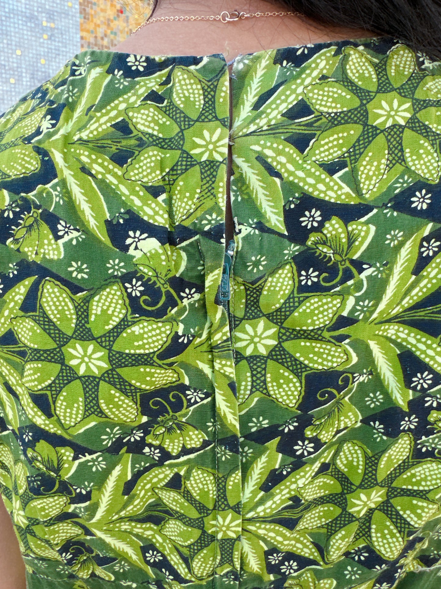 1960s Green Tiki Jumpsuit
