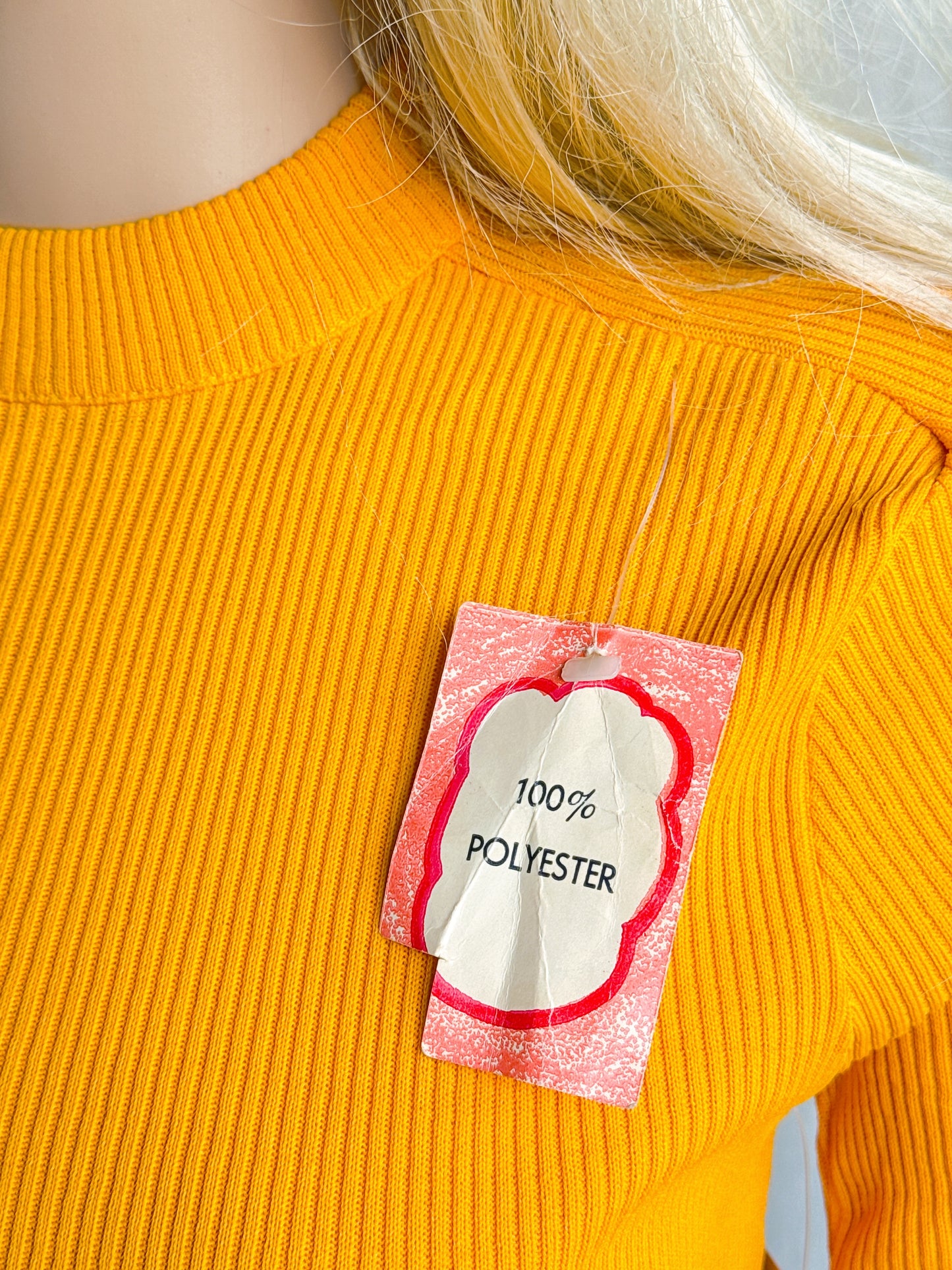 1970s Deadstock Mustard Rib Knit Top