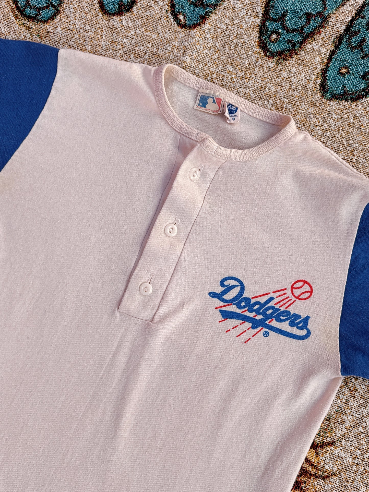 1970s 1980s Dodgers Blue & White Baseball Tee