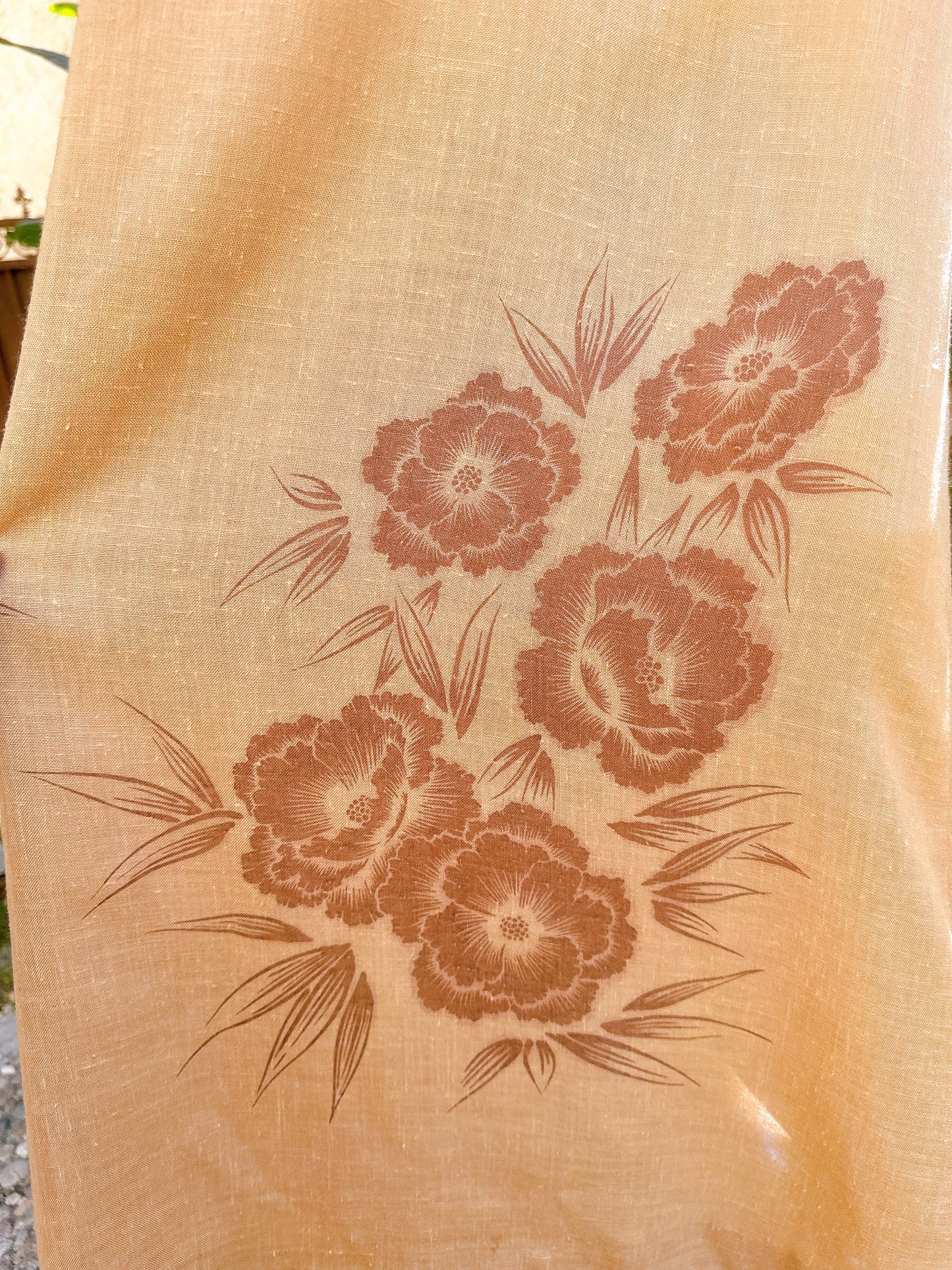 1970s Beige & Brown Hawaiian Maxi Dress