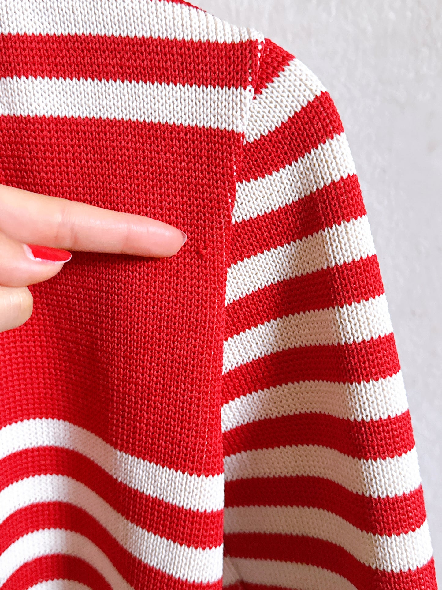 1970s Red & White Striped Cardigan