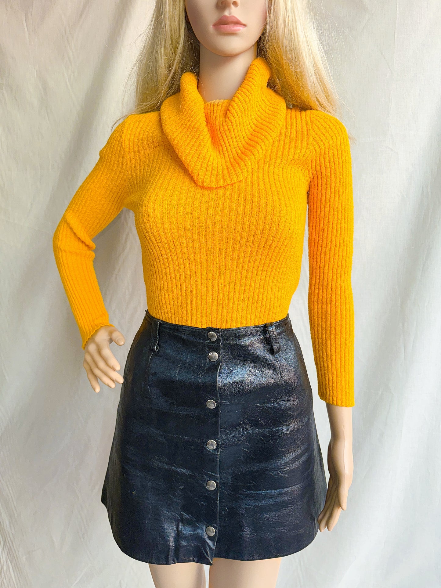 1970s Mustard Yellow Rib Knit Turtleneck