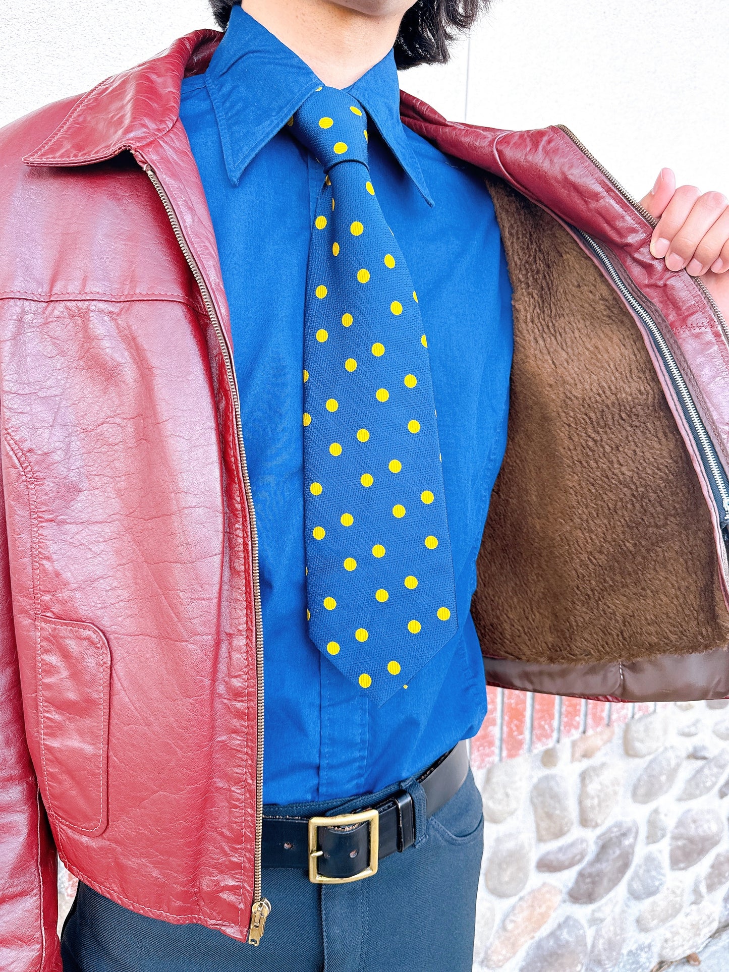 1970s Burgundy Leather Jacket with Removable Fur Lining by Jean Pierre