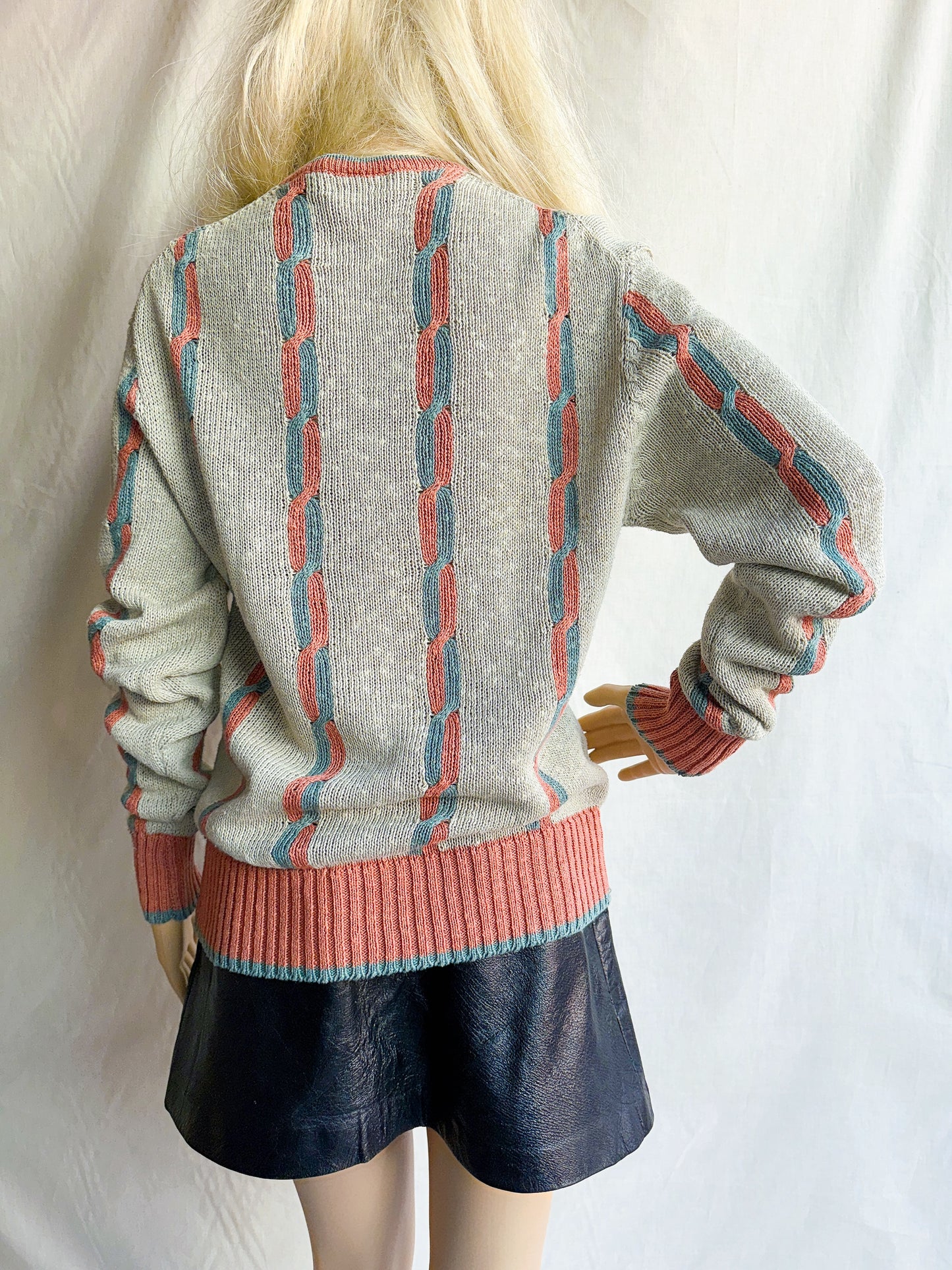 1980s Pastel Linen & Cotton Sweater by Bill Ditfort Designs