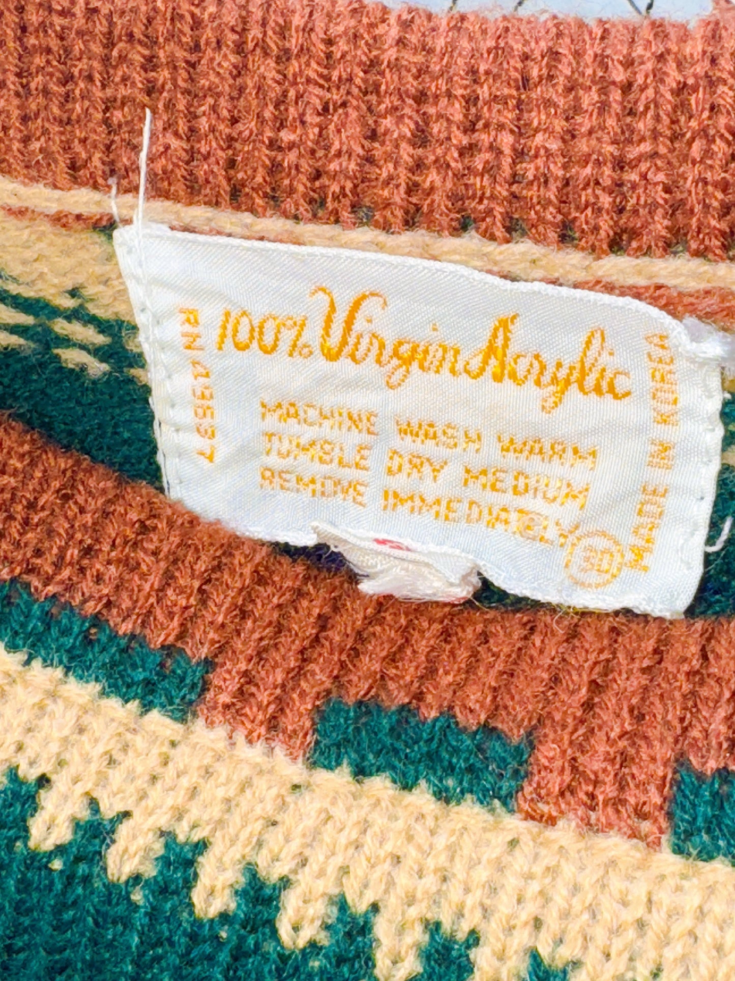 1970s Southwestern Style Acrylic Bell Sleeve Sweater