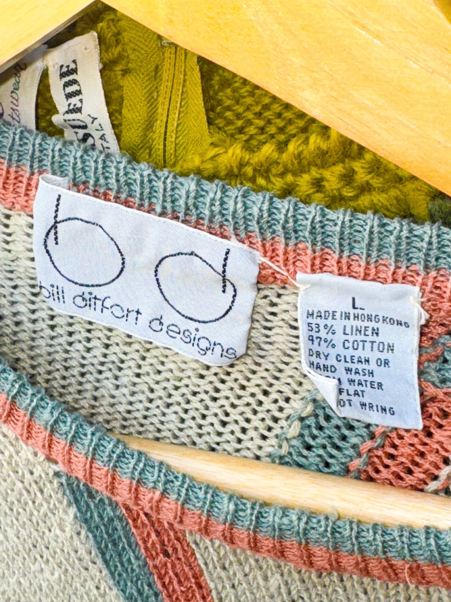 1980s Pastel Linen & Cotton Sweater by Bill Ditfort Designs