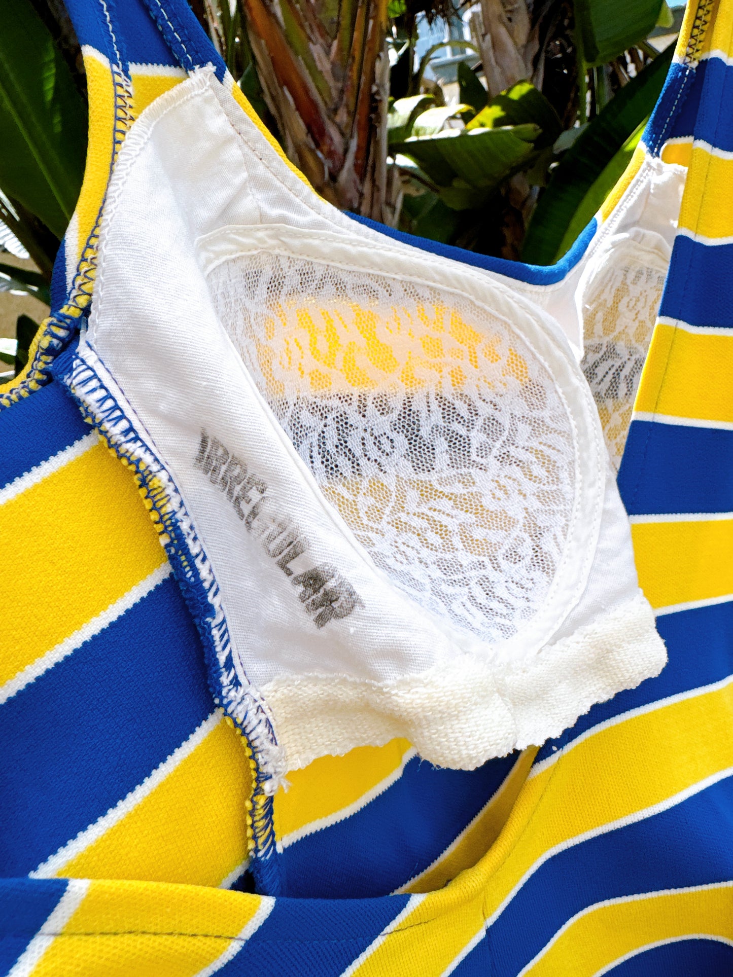 1960s Blue & Yellow Striped Bathing Suit