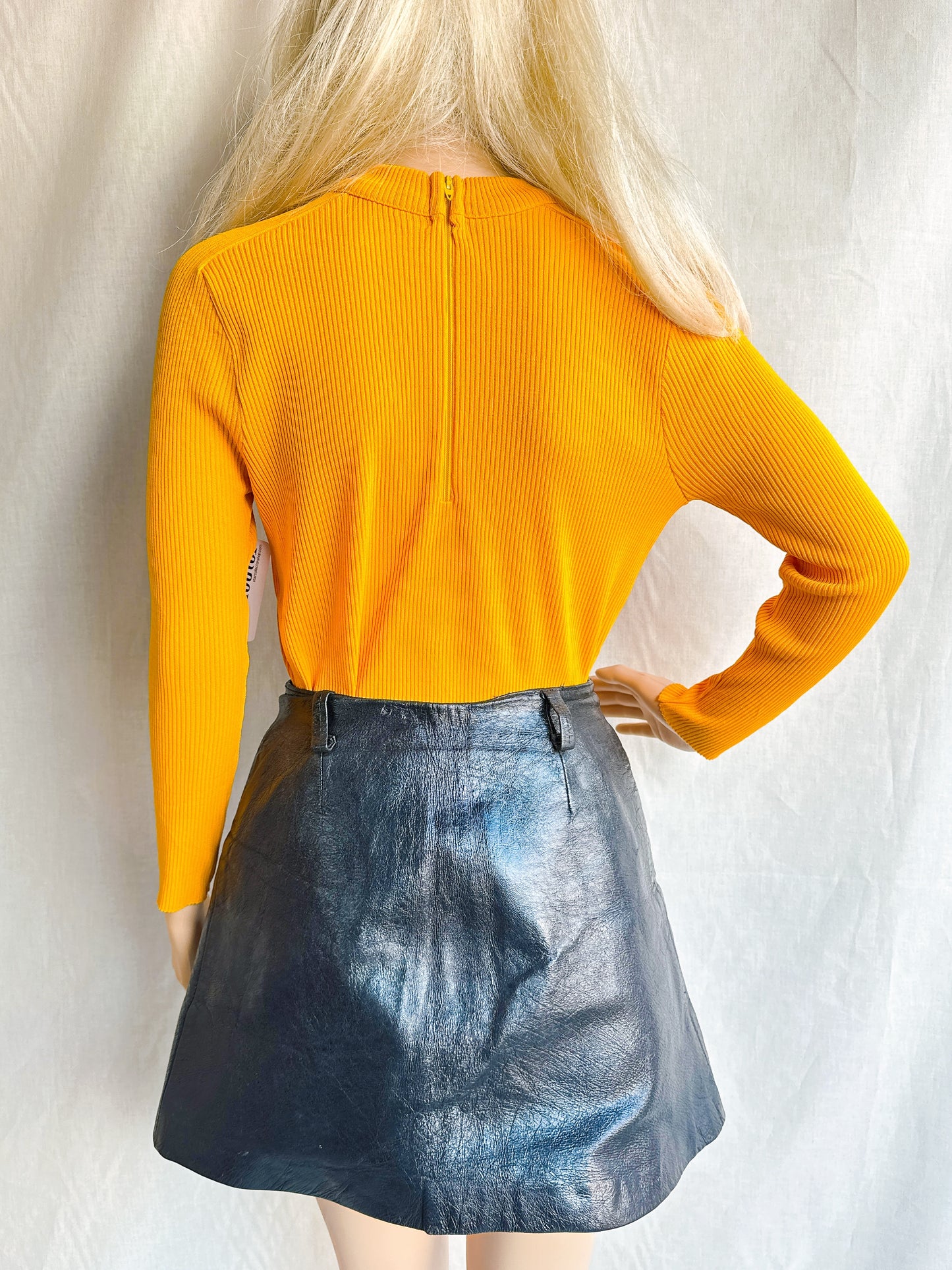 1970s Deadstock Mustard Rib Knit Top