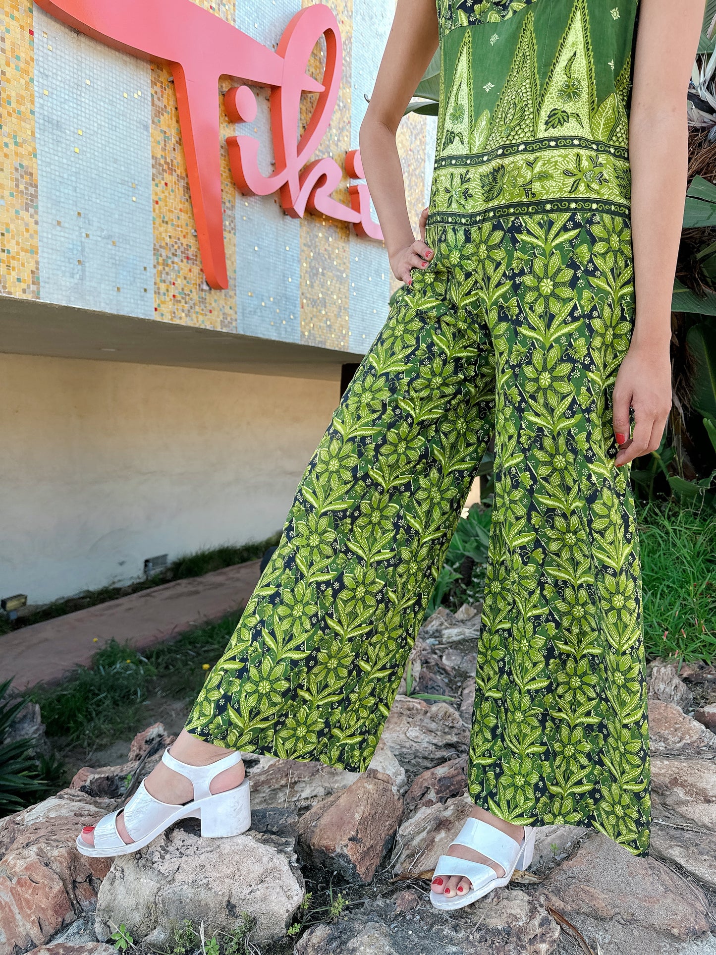 1960s Green Tiki Jumpsuit