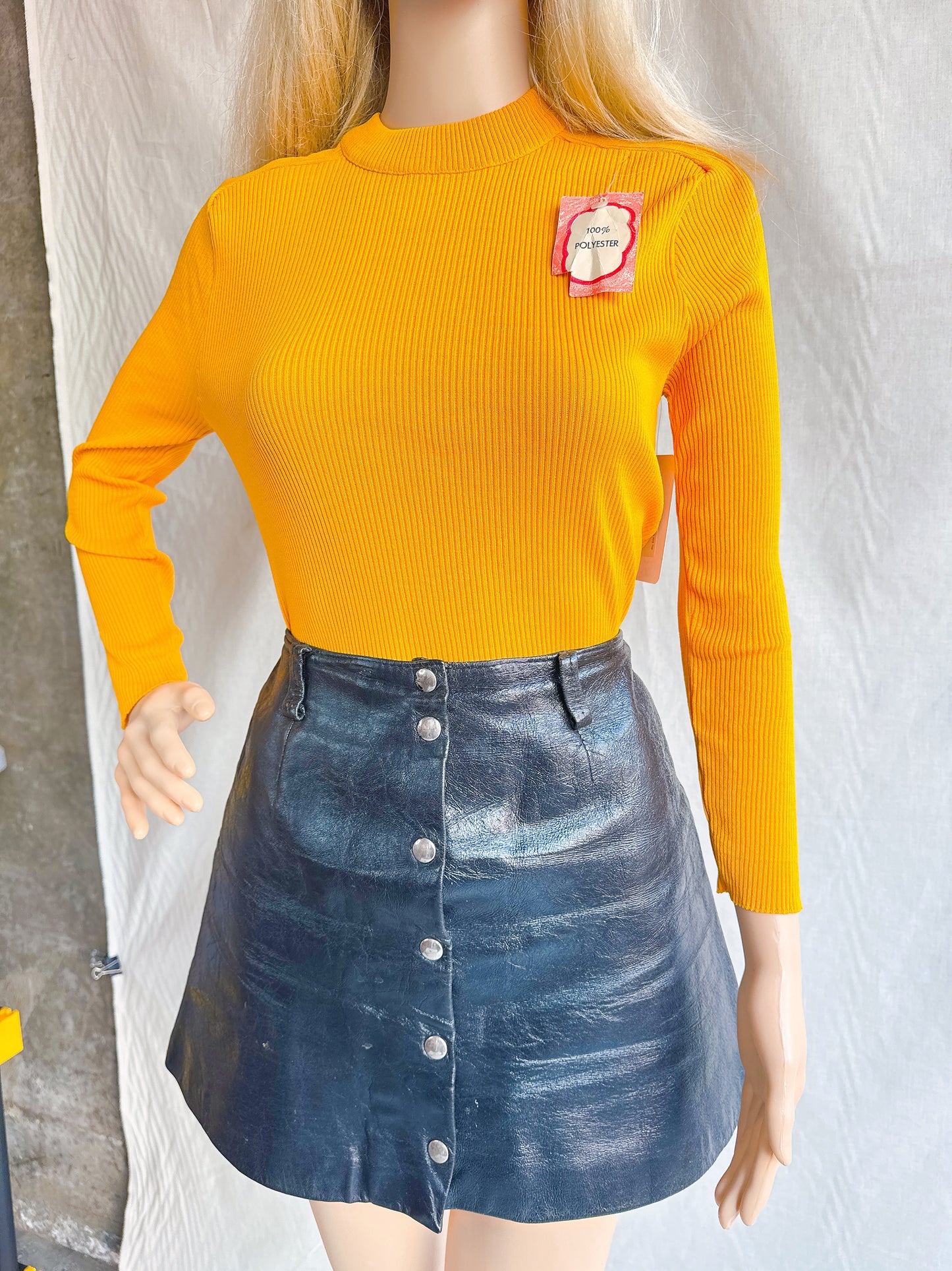 1970s Deadstock Mustard Rib Knit Top