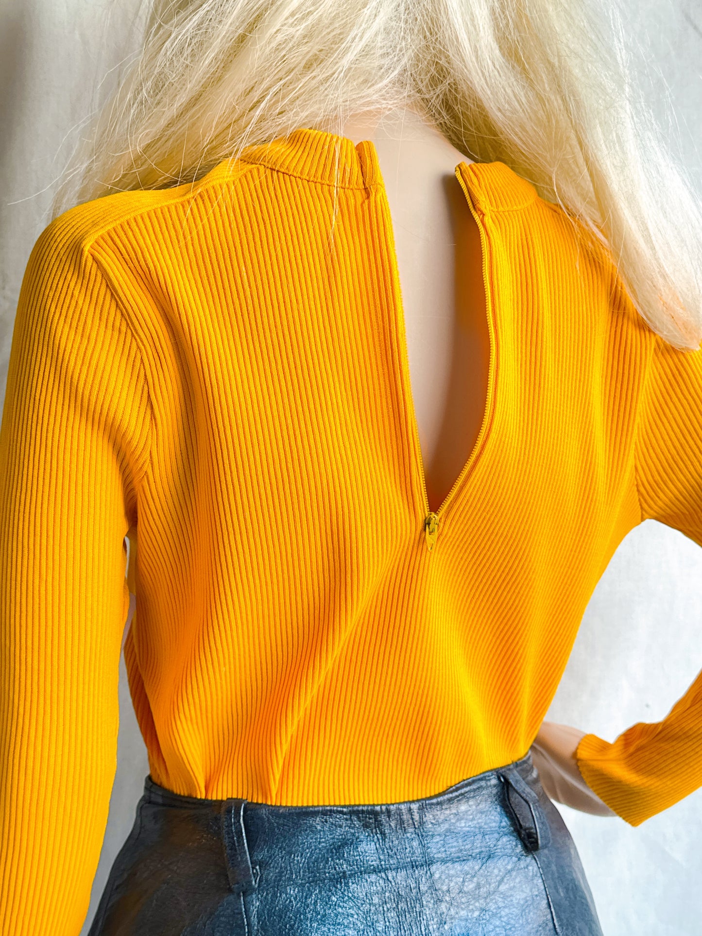 1970s Deadstock Mustard Rib Knit Top