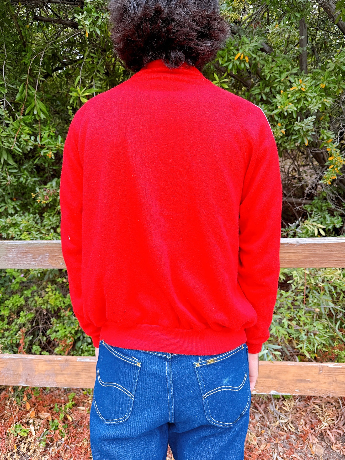 1980s Red & White Stripe Soft Knit Tracksuit Zip-Up Jacket