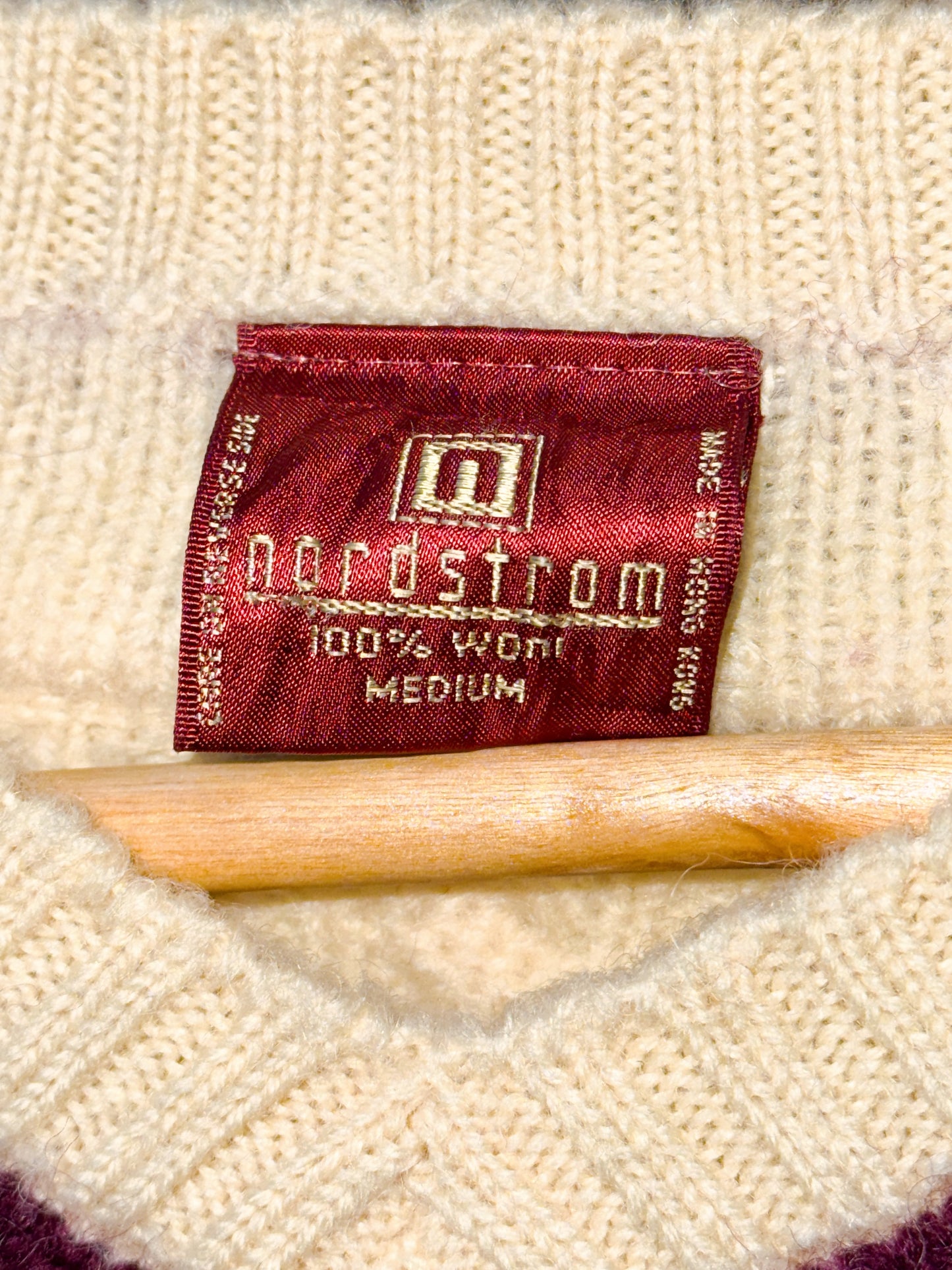 1980s Cable Knit V-Neck Sweater by Nordstrom