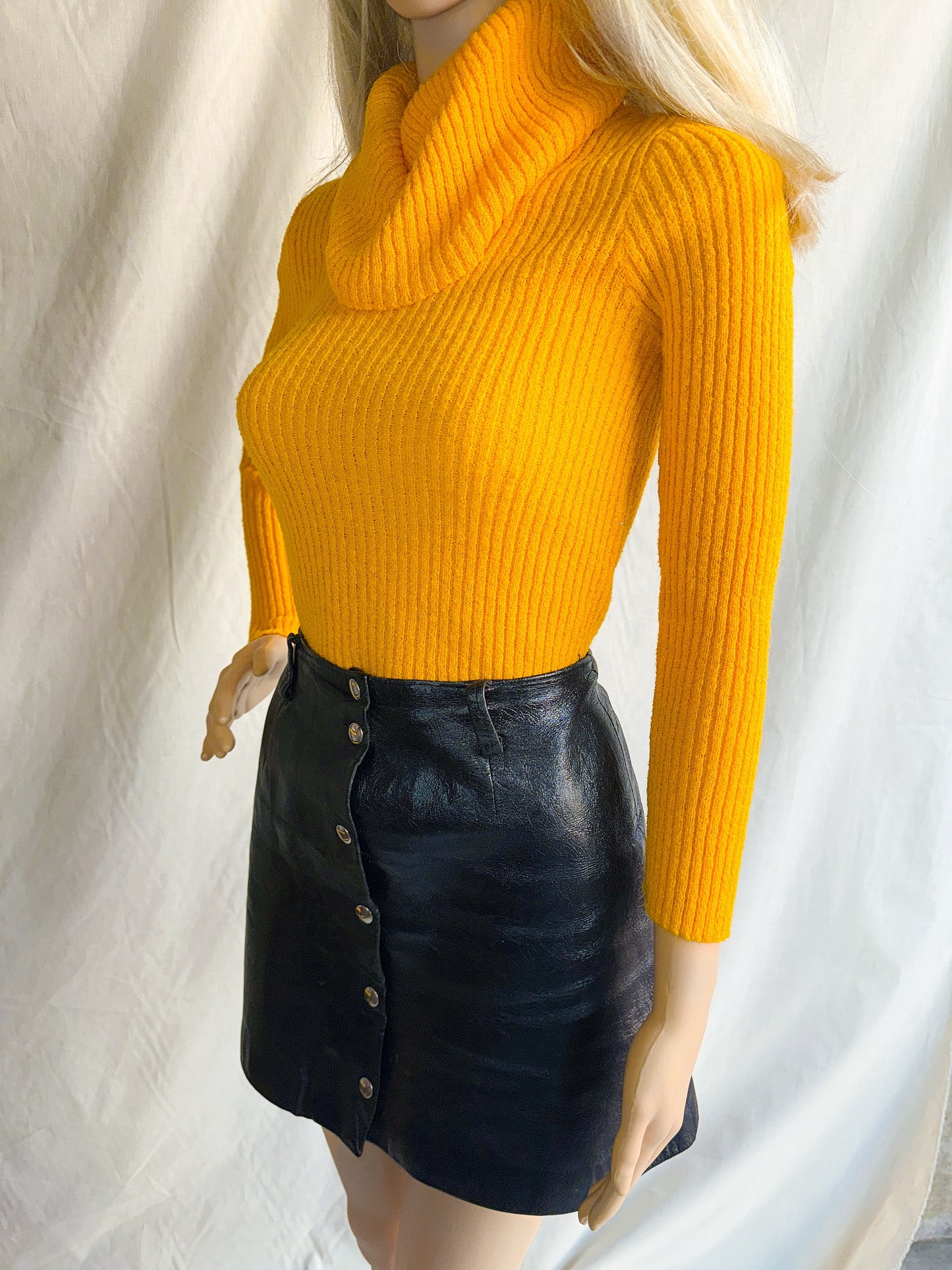1970s Mustard Yellow Rib Knit Turtleneck
