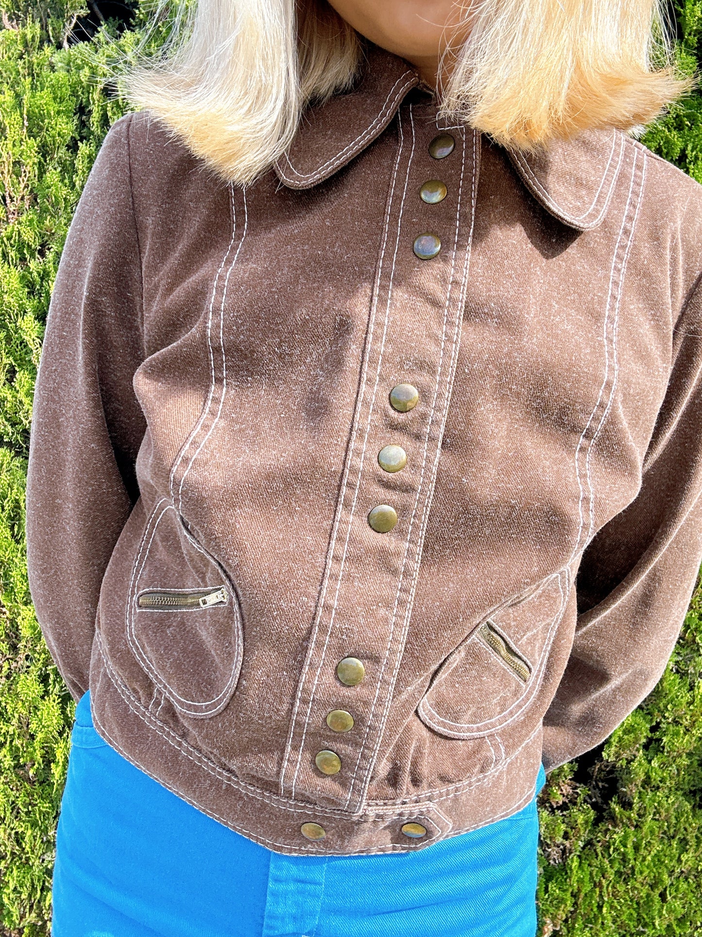 1970s Brown Brushed Denim Jacket