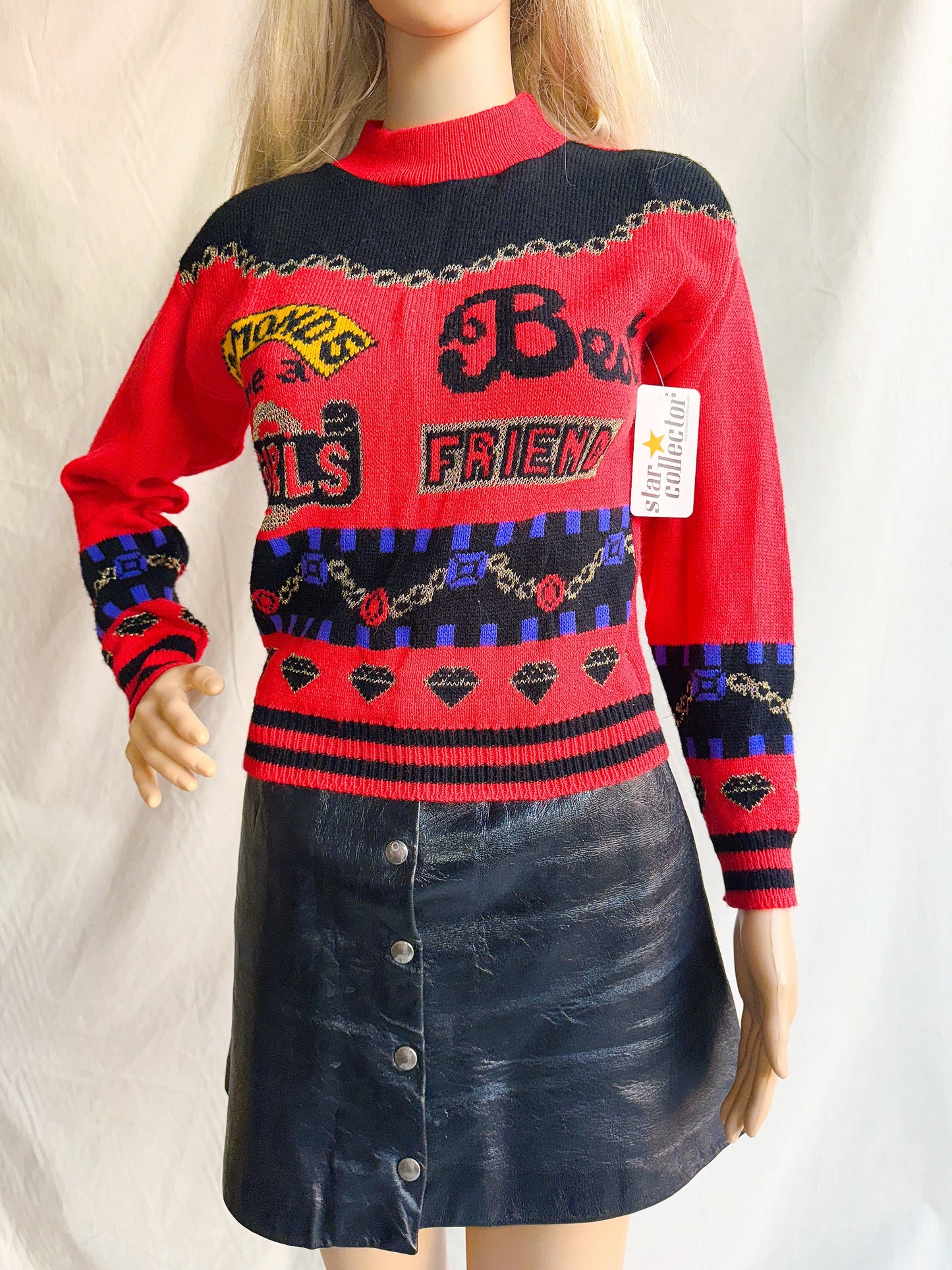 1980s “Diamonds Are a Girl’s Best Friend” Novelty Red Sweater