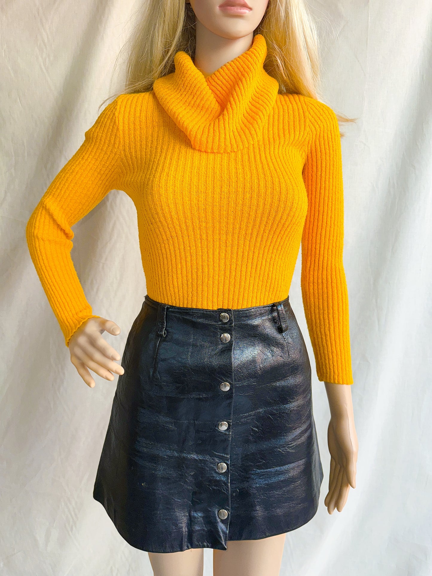 1970s Mustard Yellow Rib Knit Turtleneck