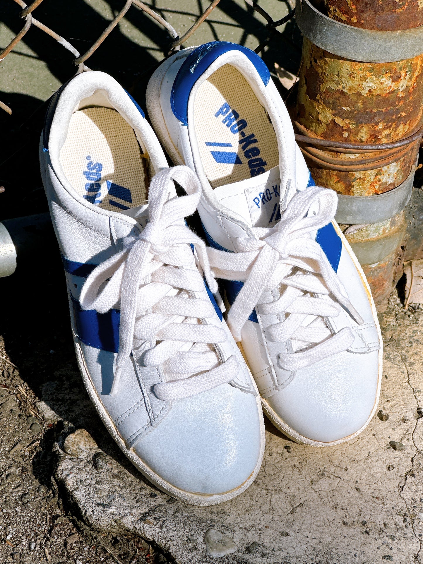 1970s Blue & White Leather Sneakers by Pro-Keds Size 5