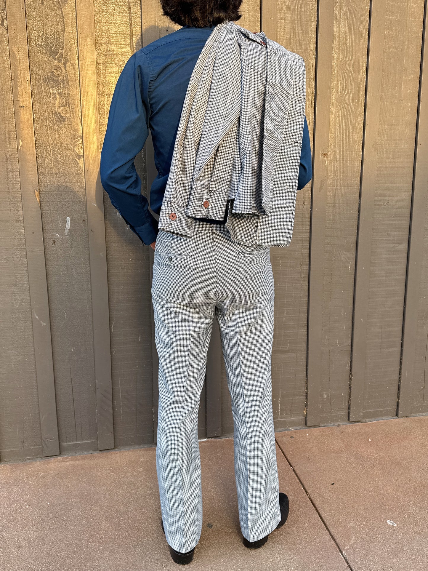 1970s Navy & Grey Houndstooth Leisure Set by JC Penney