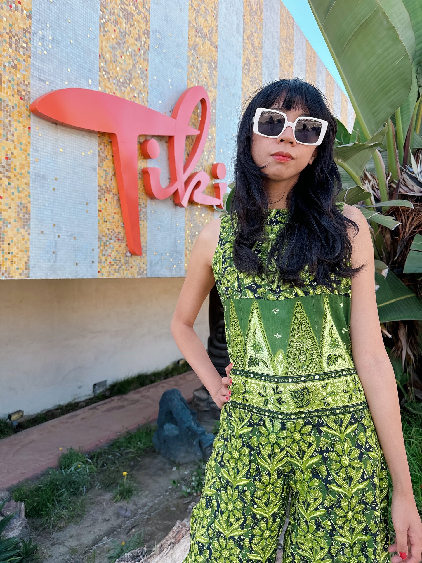 1960s Green Tiki Jumpsuit