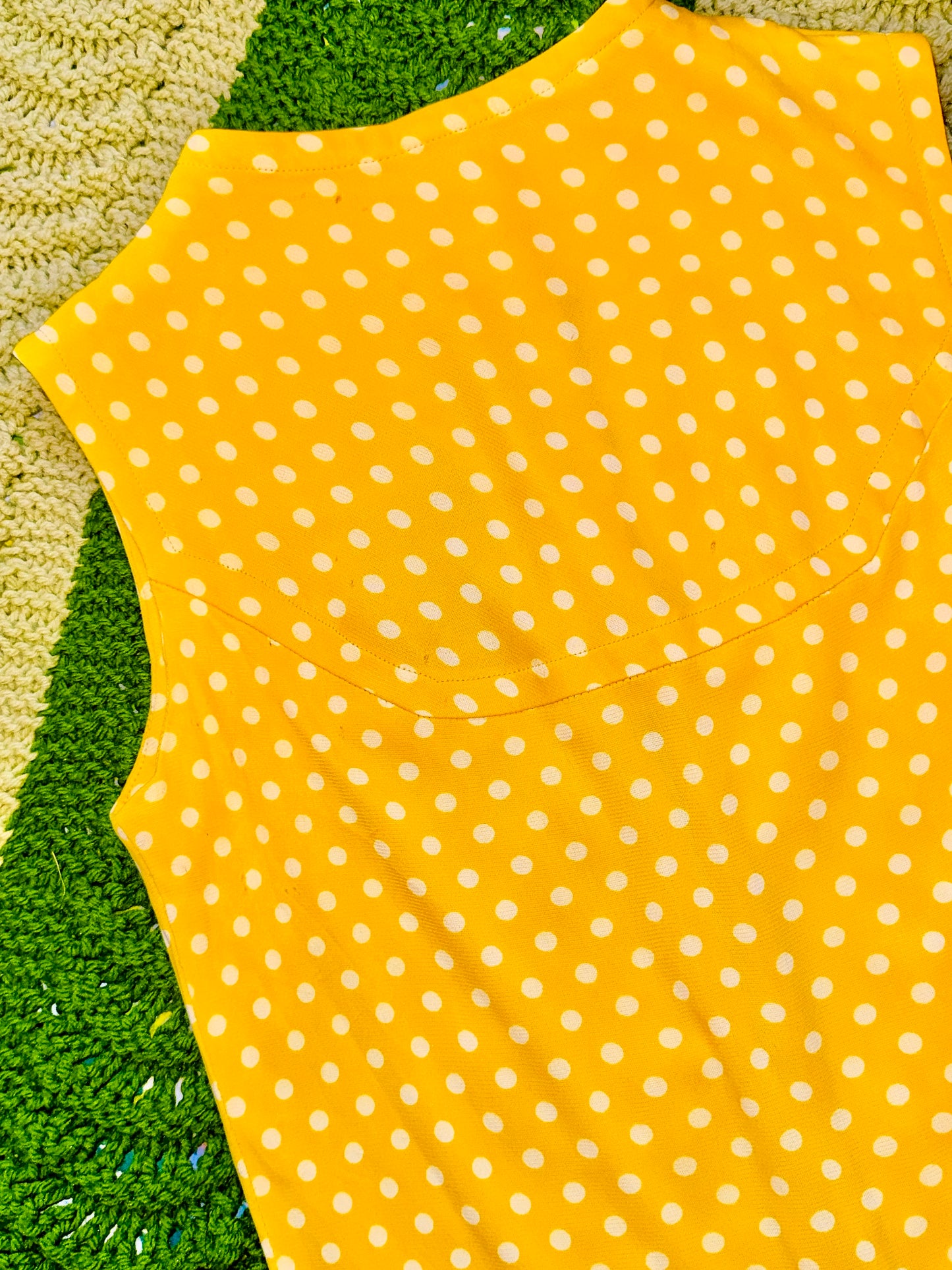 1960s Yellow & White Polka Dot Mini Dress