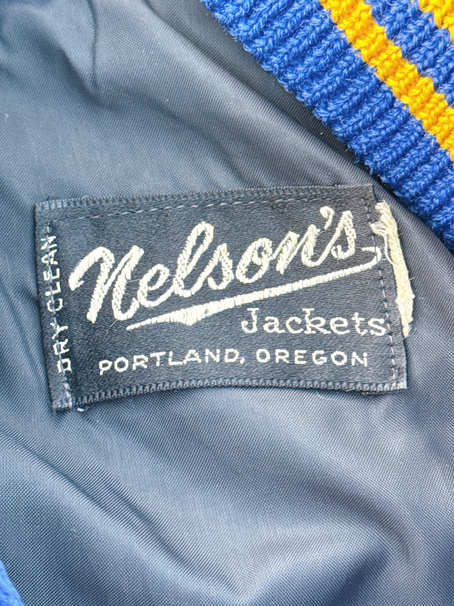 1980s Blue and Cream Varsity Jacket