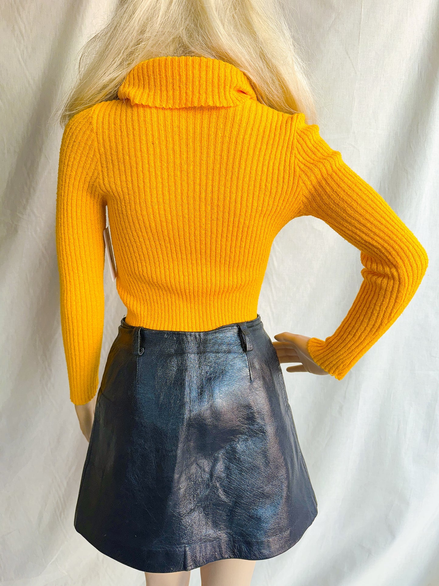 1970s Mustard Yellow Rib Knit Turtleneck