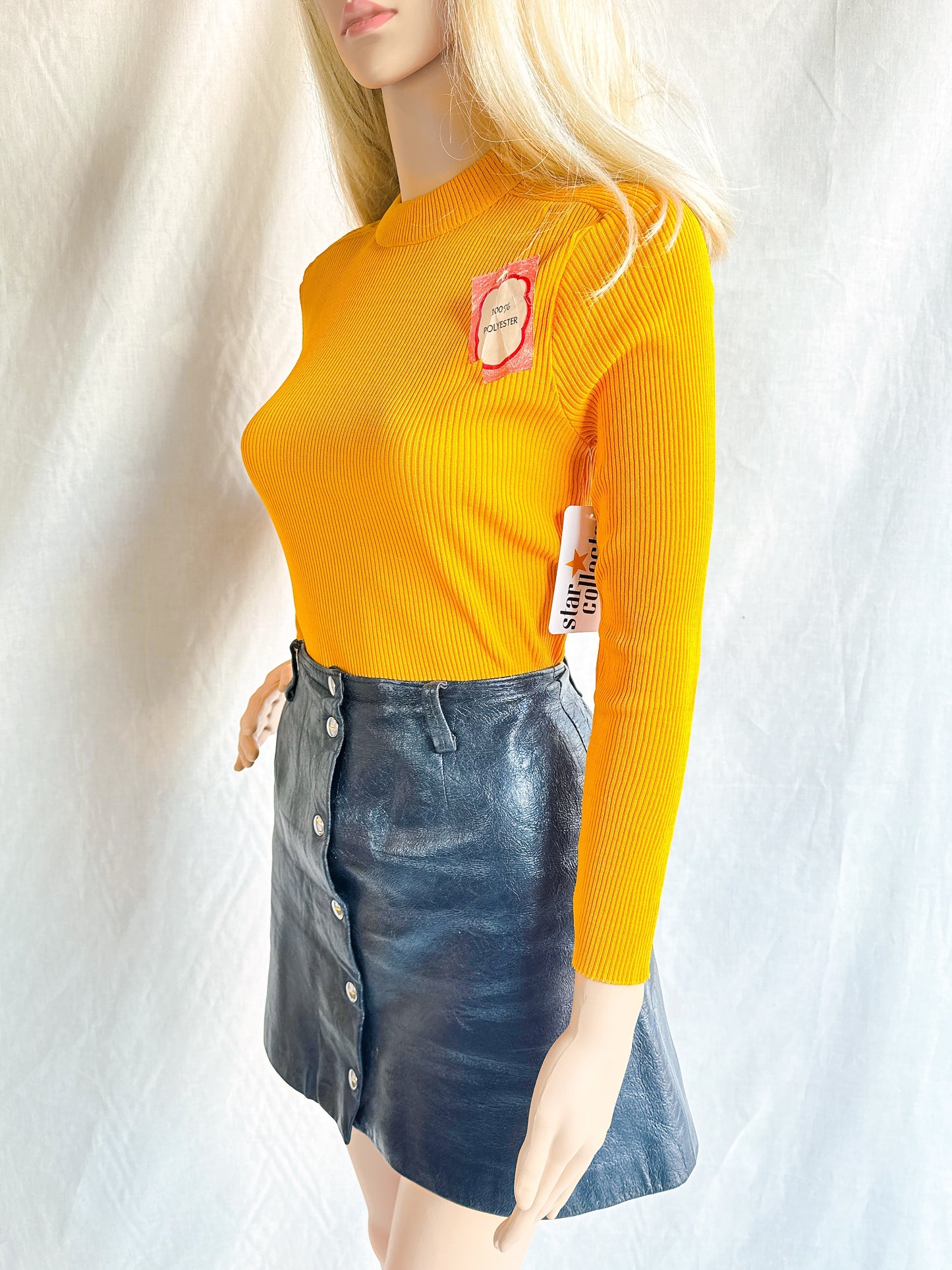 1970s Deadstock Mustard Rib Knit Top