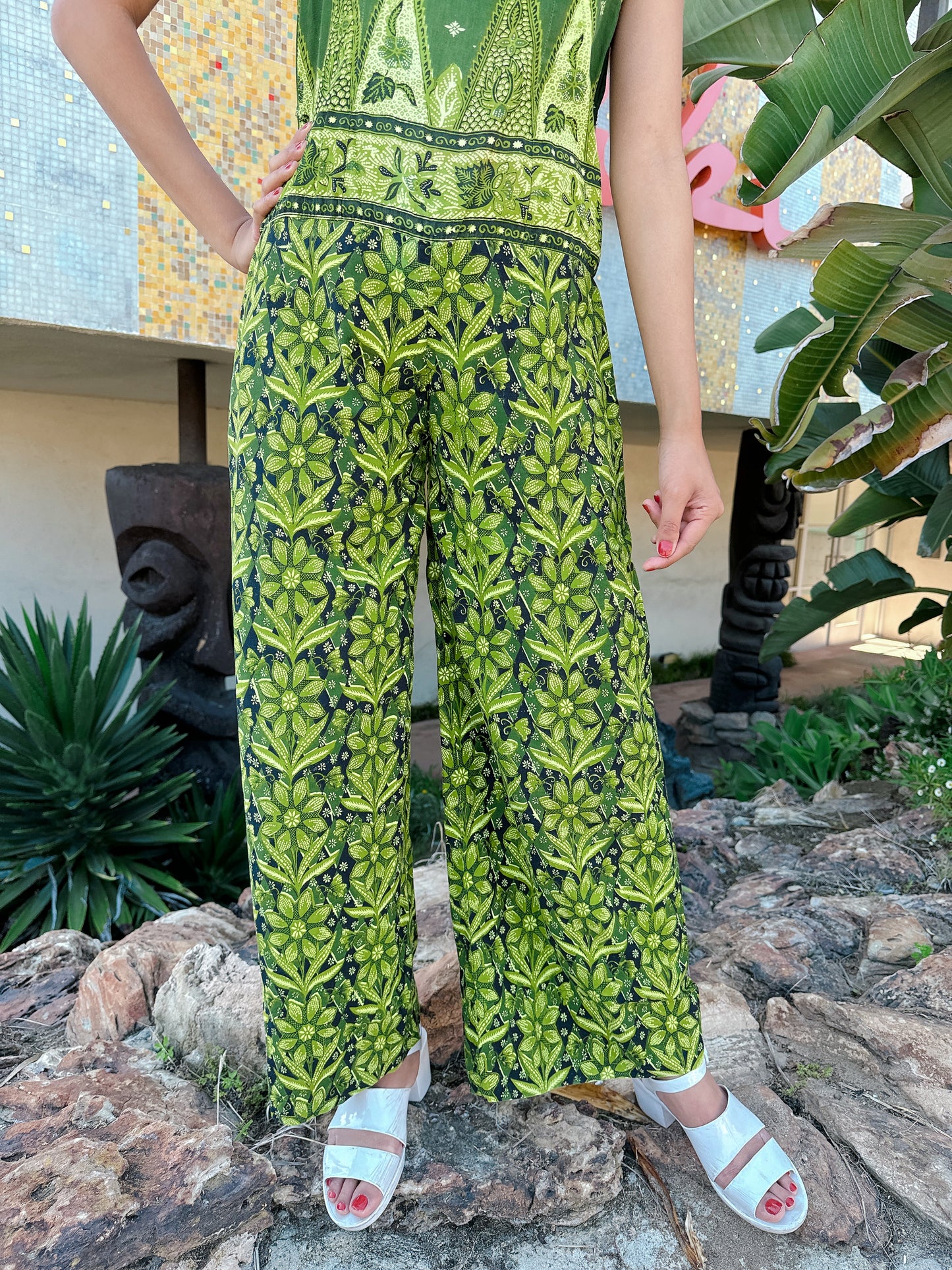 1960s Green Tiki Jumpsuit