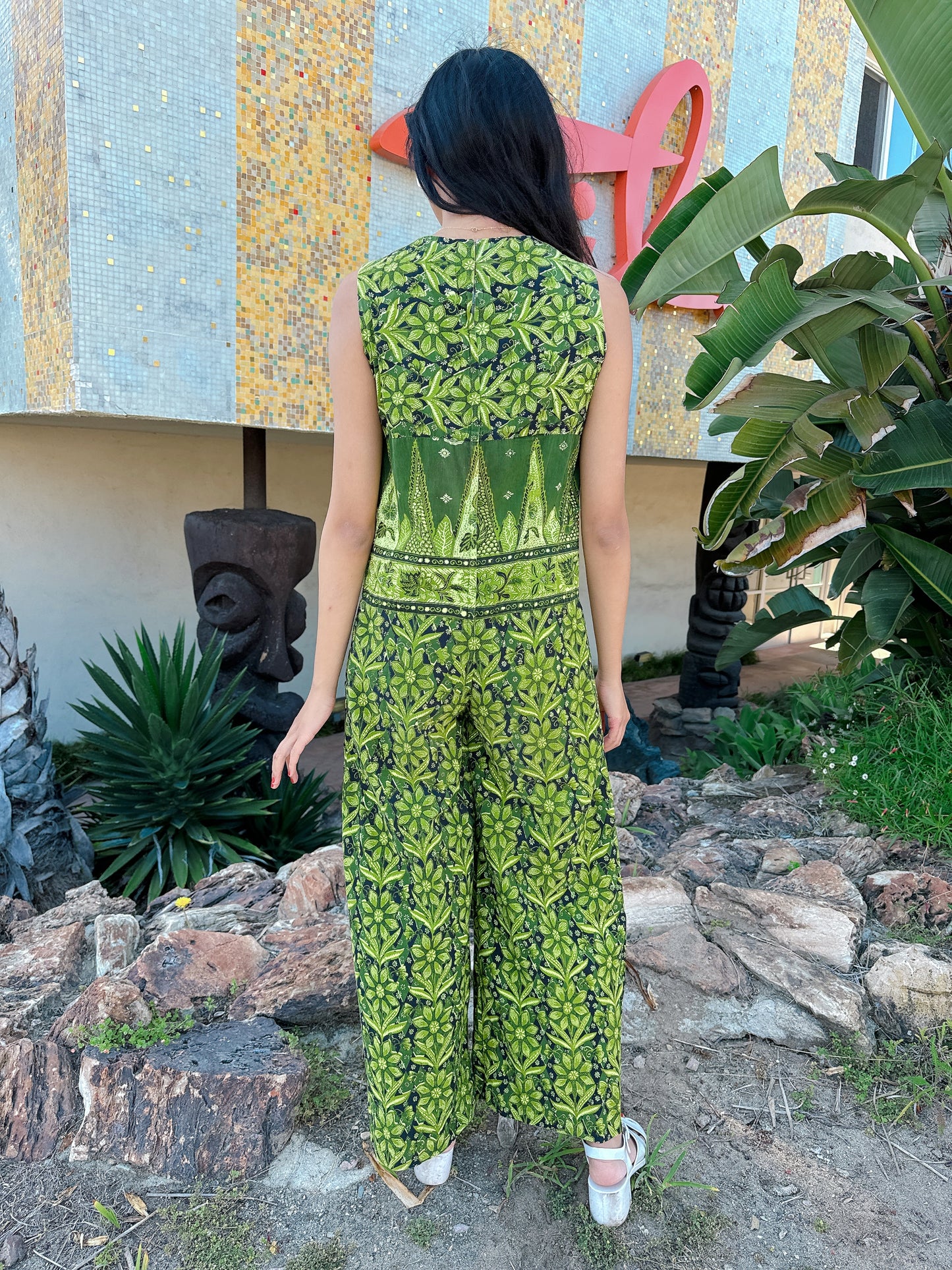 1960s Green Tiki Jumpsuit