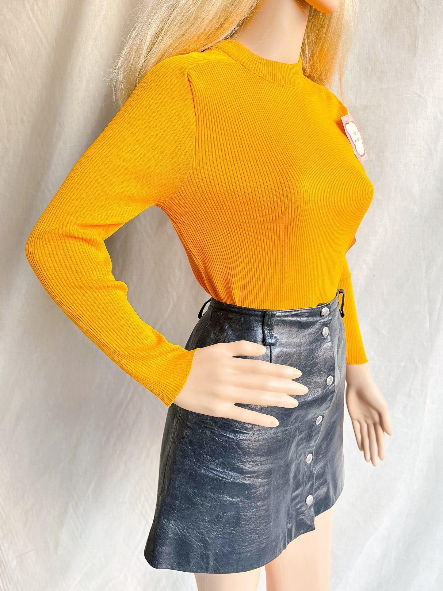 1970s Deadstock Mustard Rib Knit Top