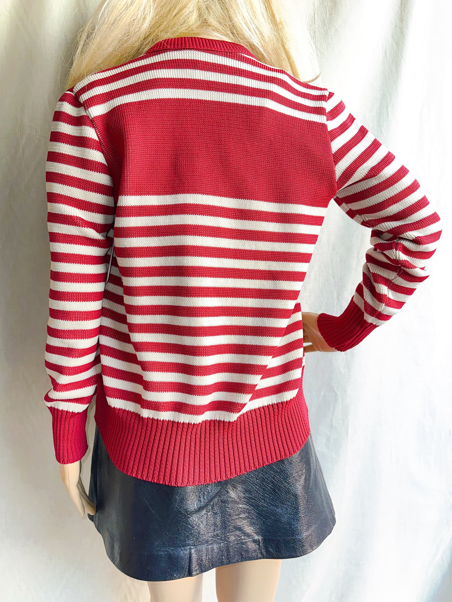 1970s Red & White Striped Cardigan