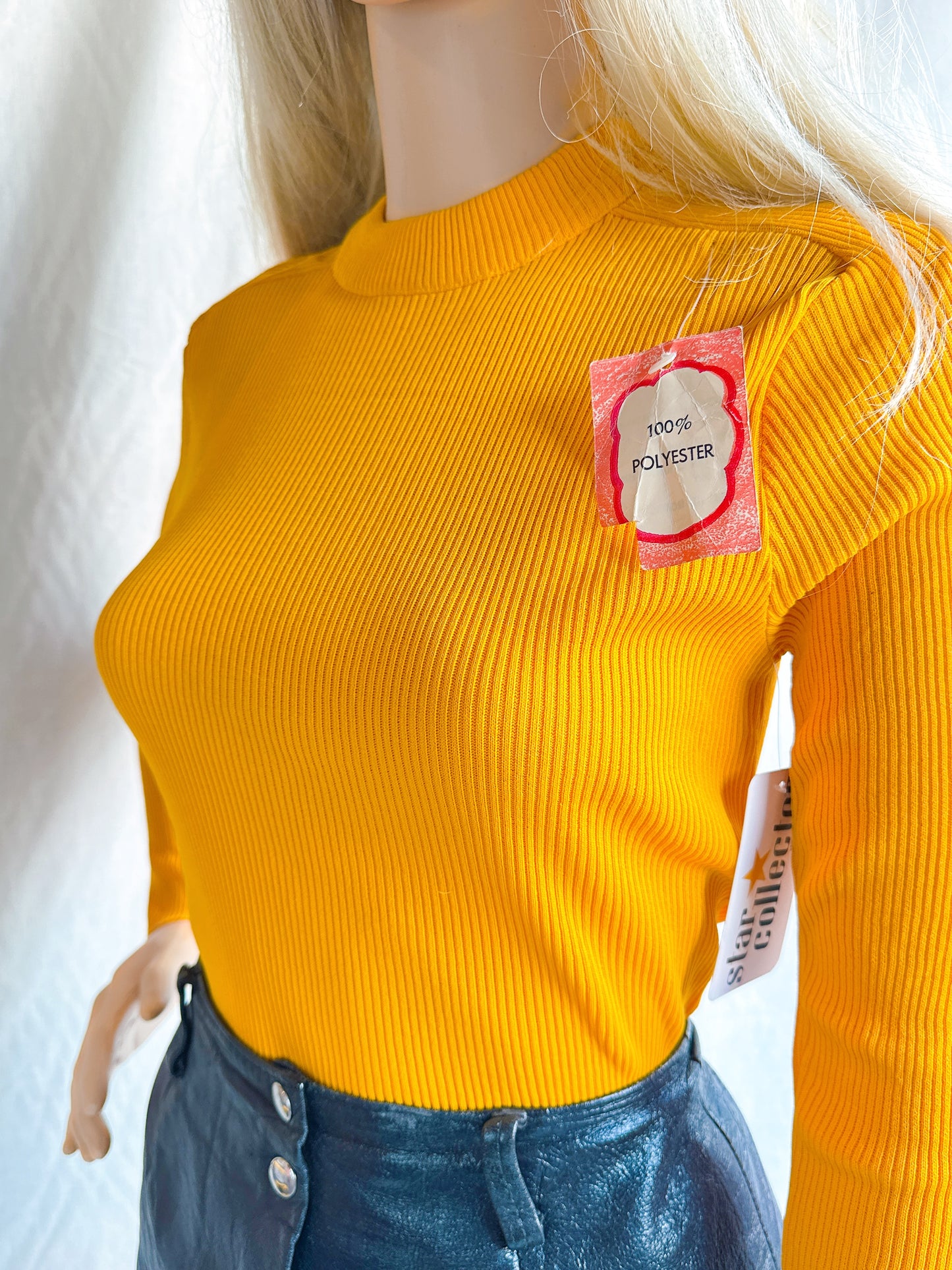 1970s Deadstock Mustard Rib Knit Top