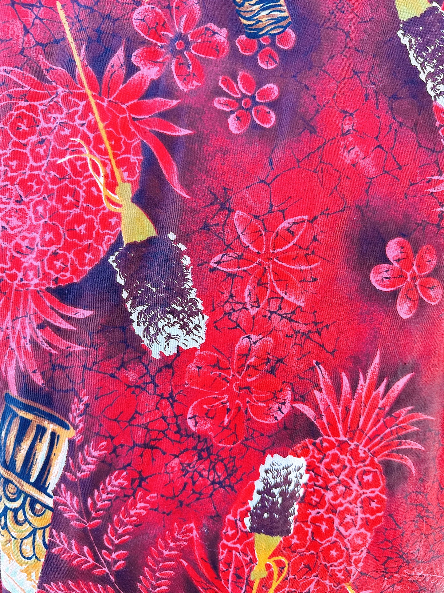 1950s / 1960s Bongos & Pineapples Red Hawaiian Shirt