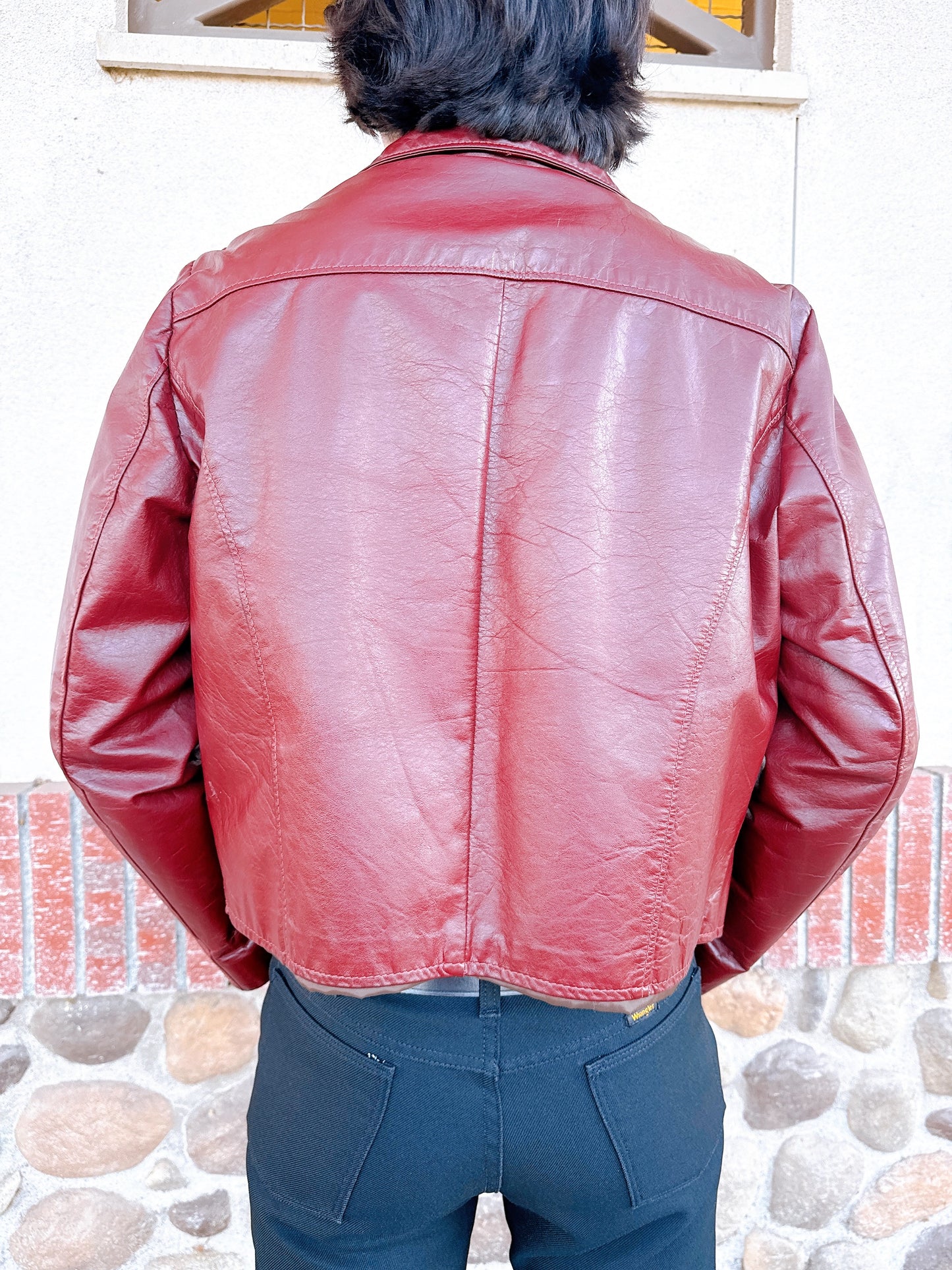 1970s Burgundy Leather Jacket with Removable Fur Lining by Jean Pierre