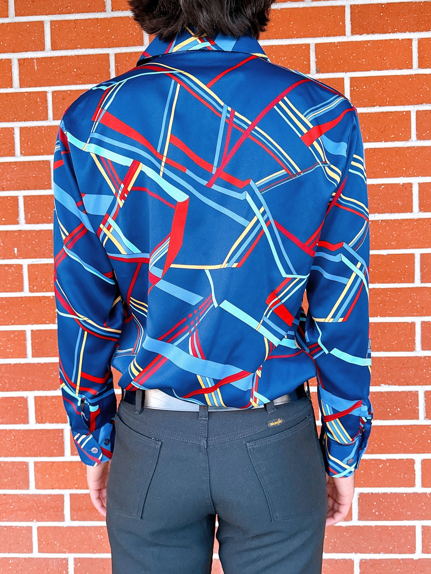 1970s Multicolored Geometric Print Disco Shirt