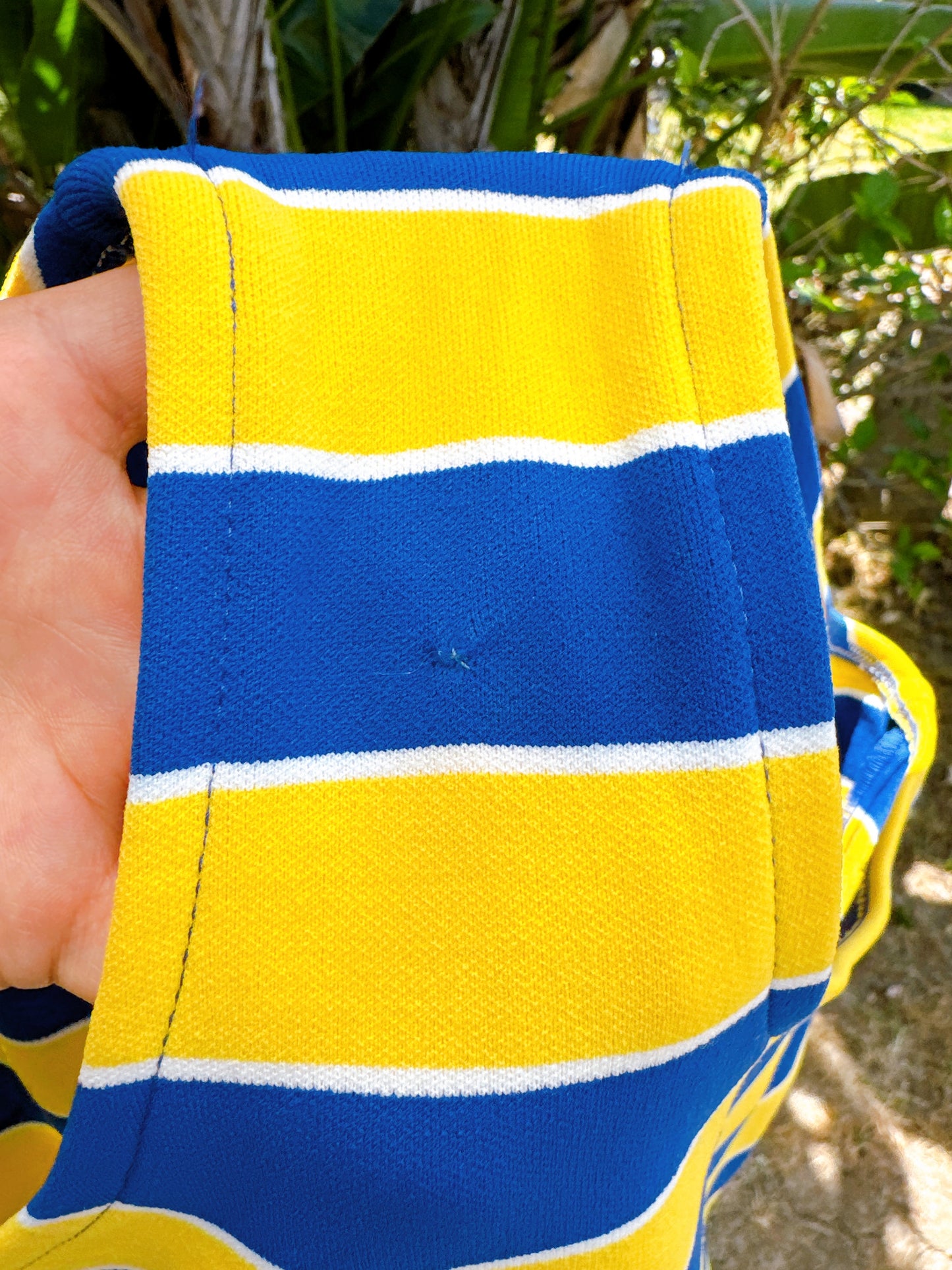 1960s Blue & Yellow Striped Bathing Suit