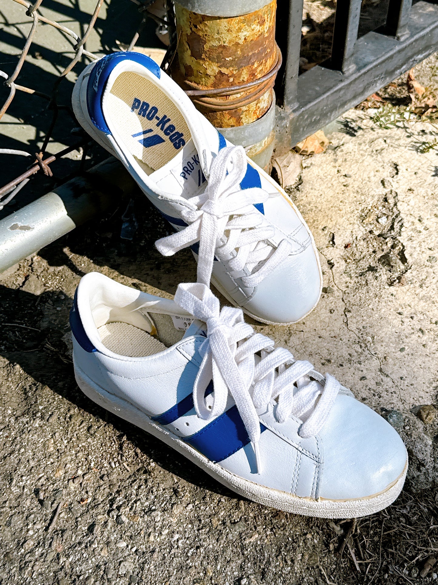 1970s Blue & White Leather Sneakers by Pro-Keds Size 5