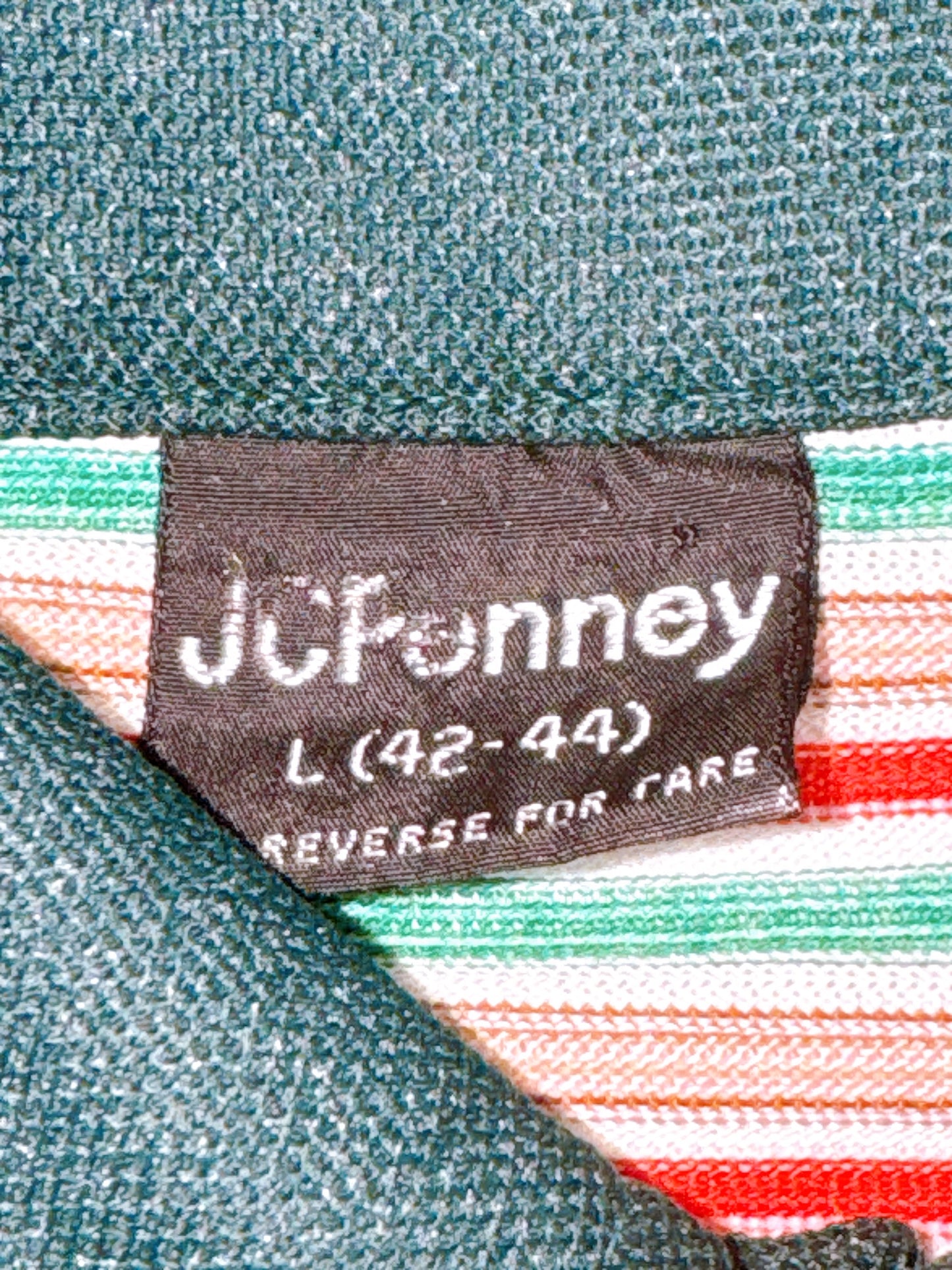 1970s Green, Yellow, Red Striped Knit Polo Top