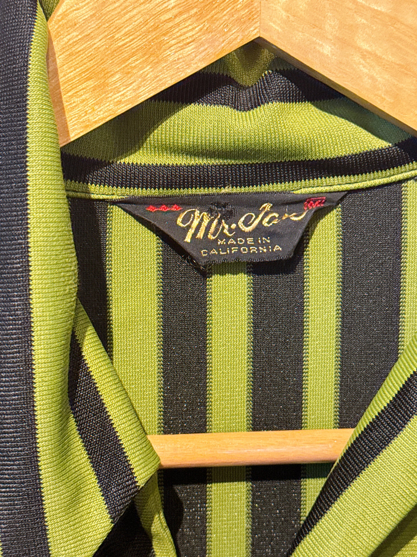 RARE 1970s Green & Black HUGE Dagger Collar Button Up Top