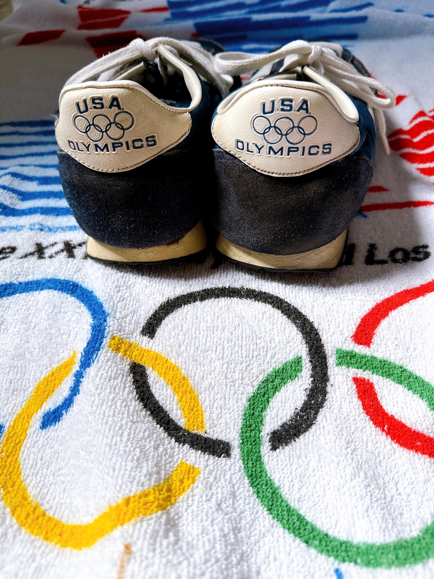 1980s USA Olympics JC Penney Blue and White Suede Jogging Shoes
